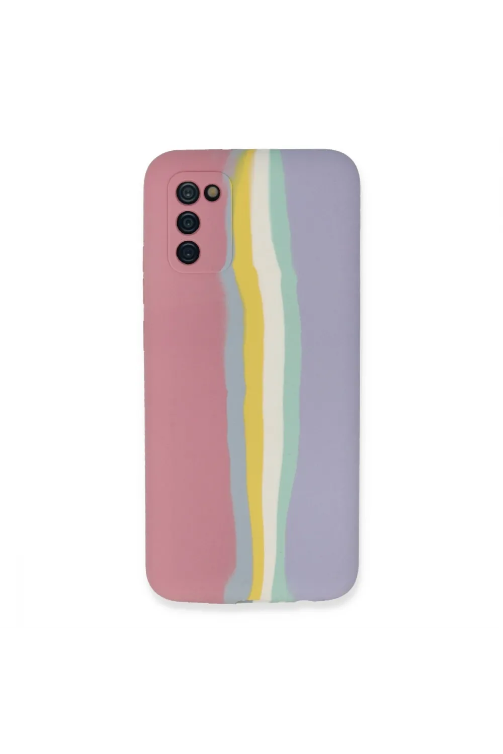 Samsung Galaxy A03s Kılıf Ebruli Lansman Silikon - Pembe-lila