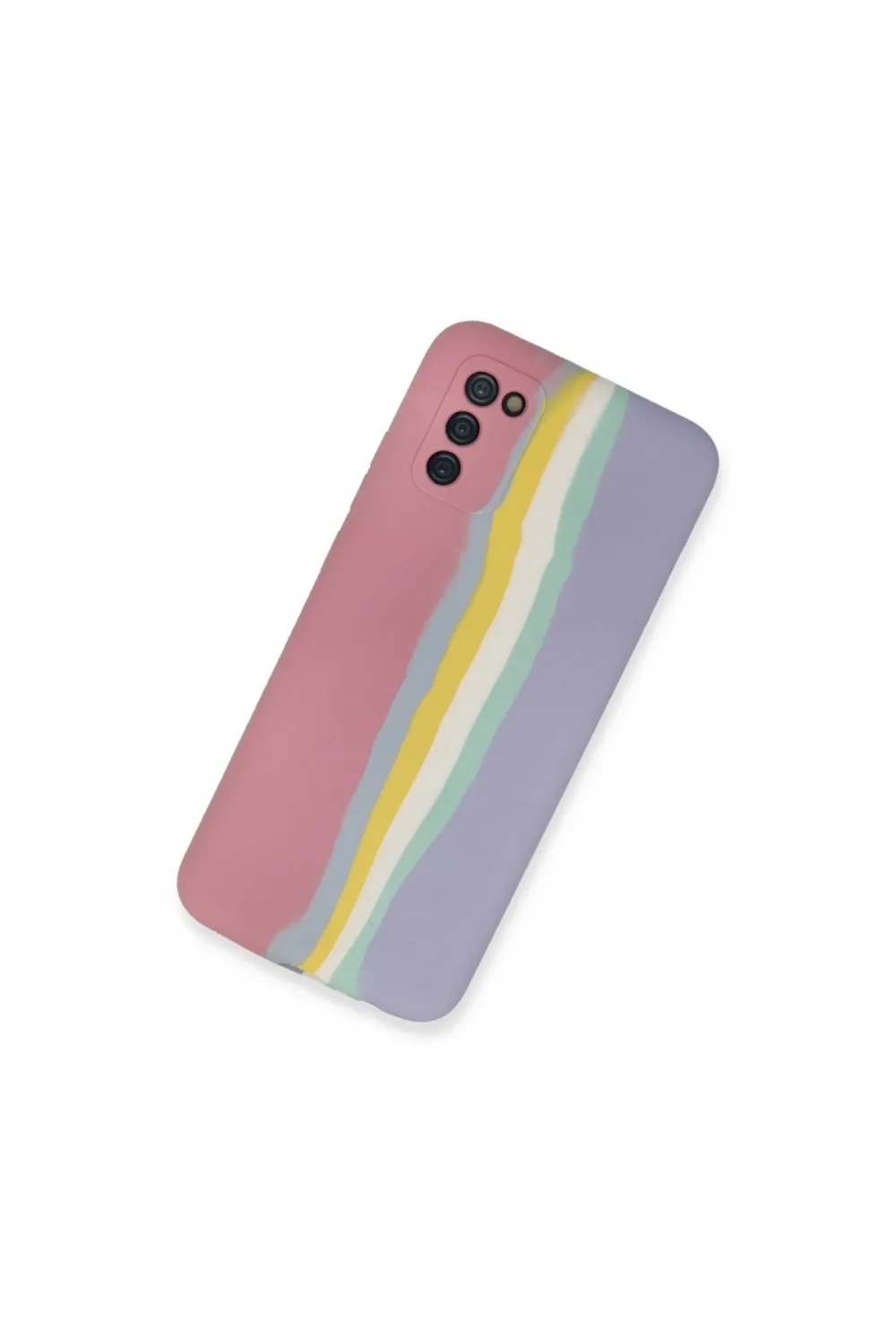 Samsung Galaxy A03s Kılıf Ebruli Lansman Silikon - Pembe-lila
