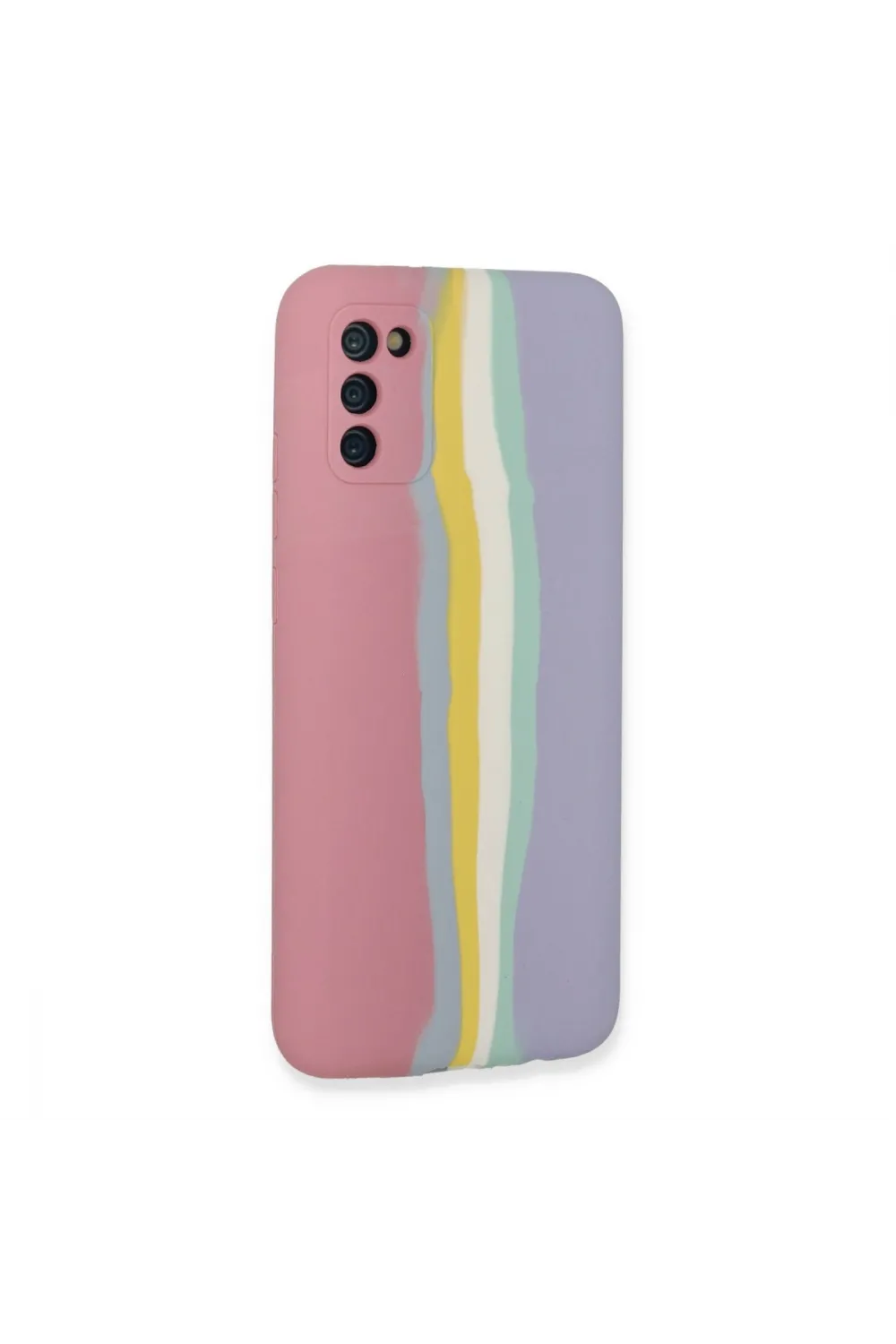Samsung Galaxy A03s Kılıf Ebruli Lansman Silikon - Pembe-lila
