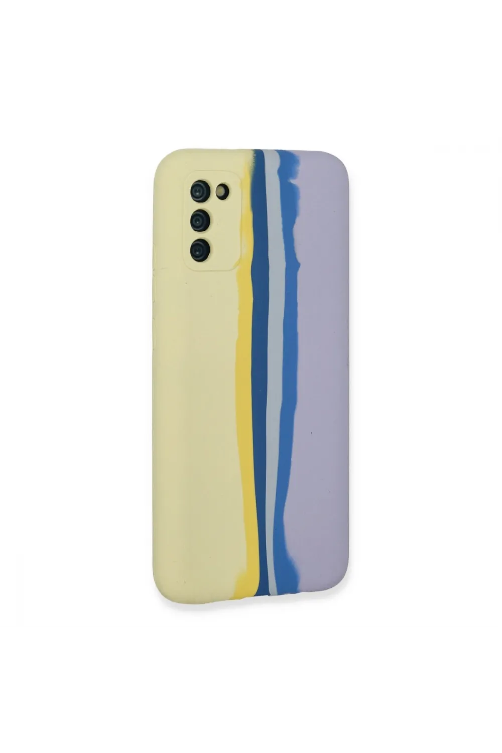 Samsung Galaxy A03s Kılıf Ebruli Lansman Silikon - Sarı-lila