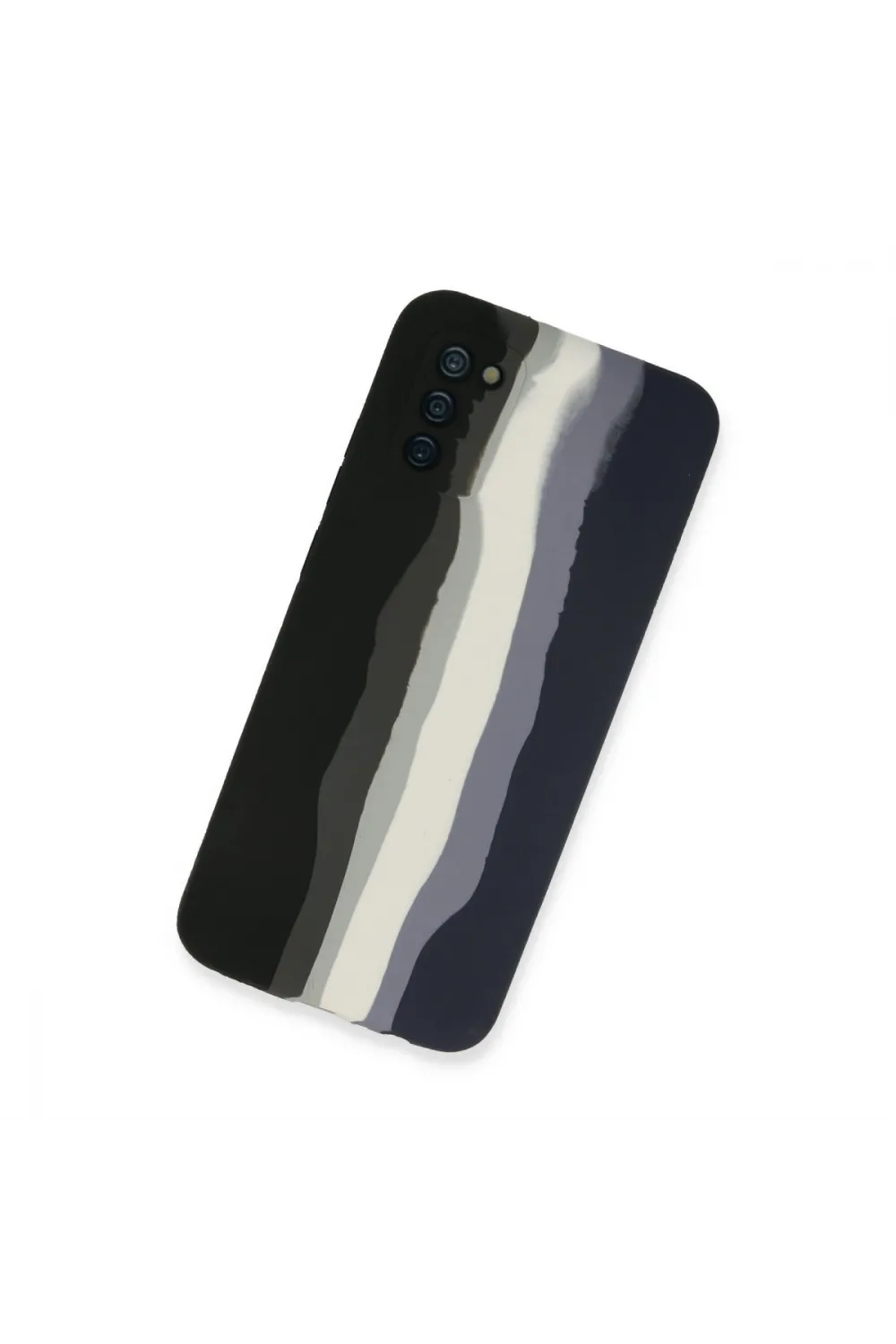 Samsung Galaxy A03s Kılıf Ebruli Lansman Silikon - Siyah-lacivert