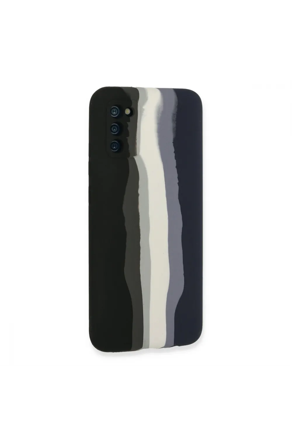Samsung Galaxy A03s Kılıf Ebruli Lansman Silikon - Siyah-lacivert