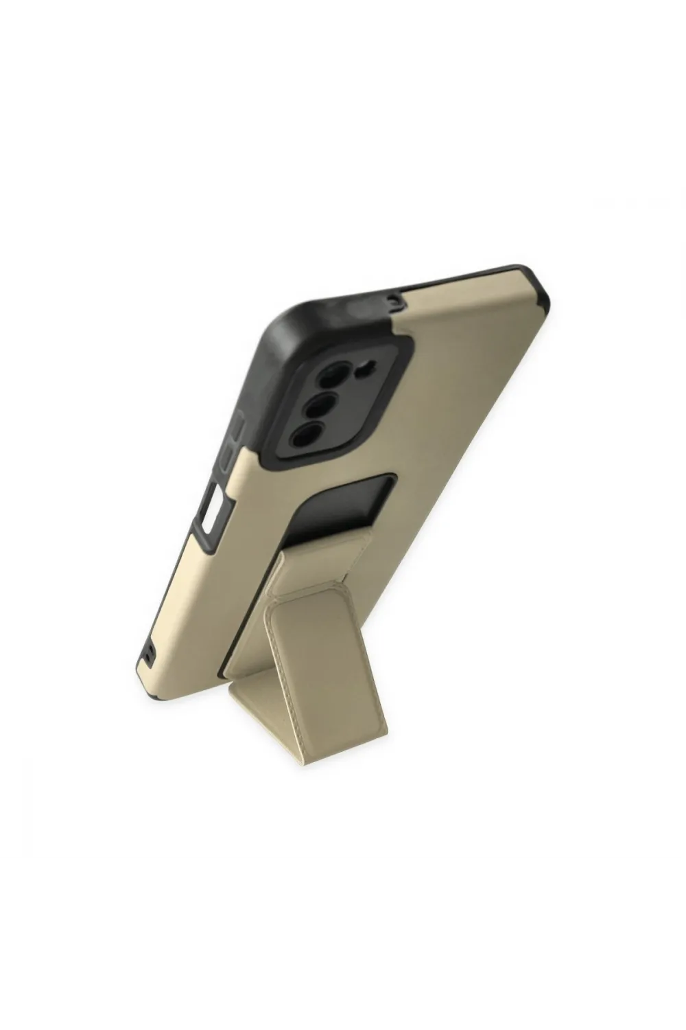 Samsung Galaxy A03s Kılıf Mega Standlı Silikon - Gold