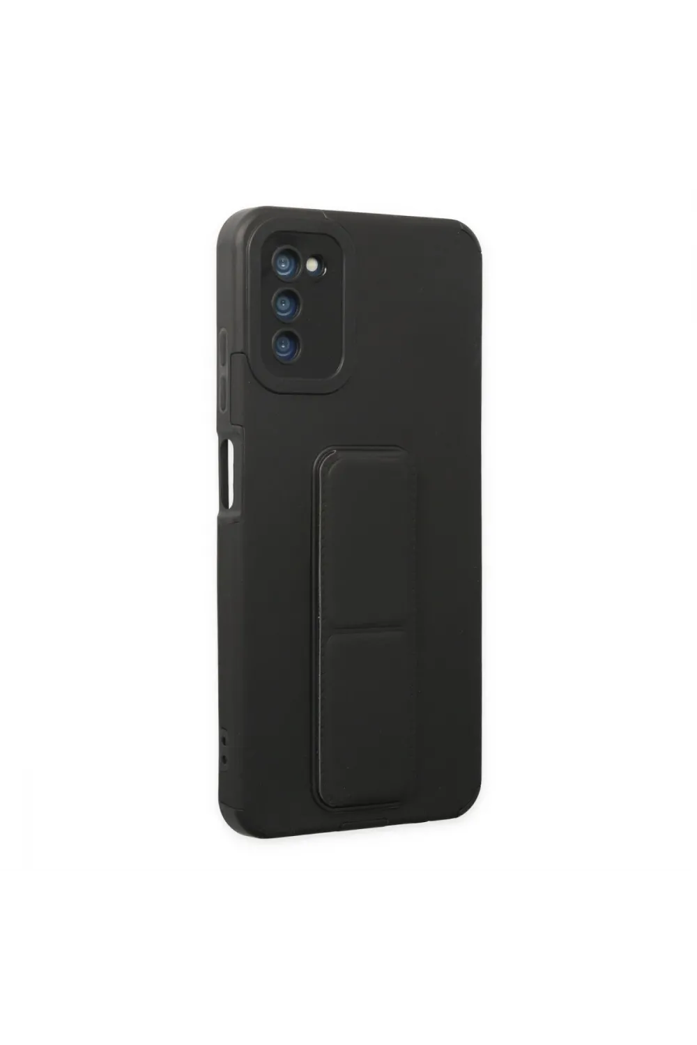 Samsung Galaxy A03s Kılıf Mega Standlı Silikon - Siyah