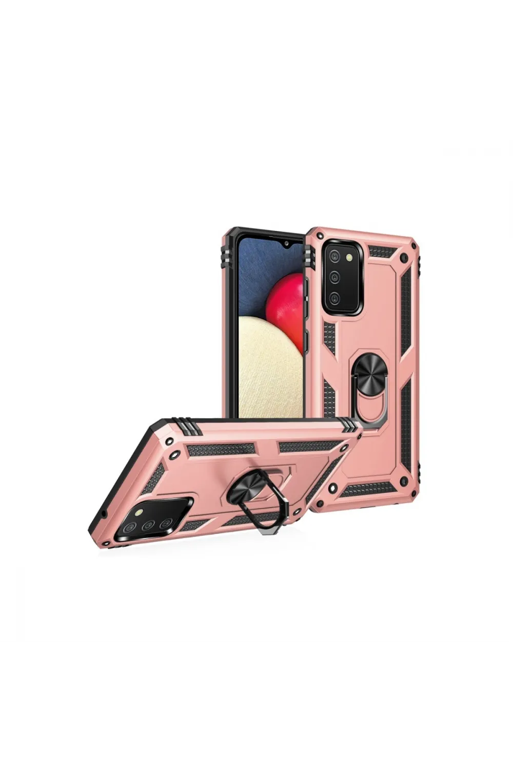 Samsung Galaxy A03s Kılıf Sofya Yüzüklü Silikon Kapak - Rose