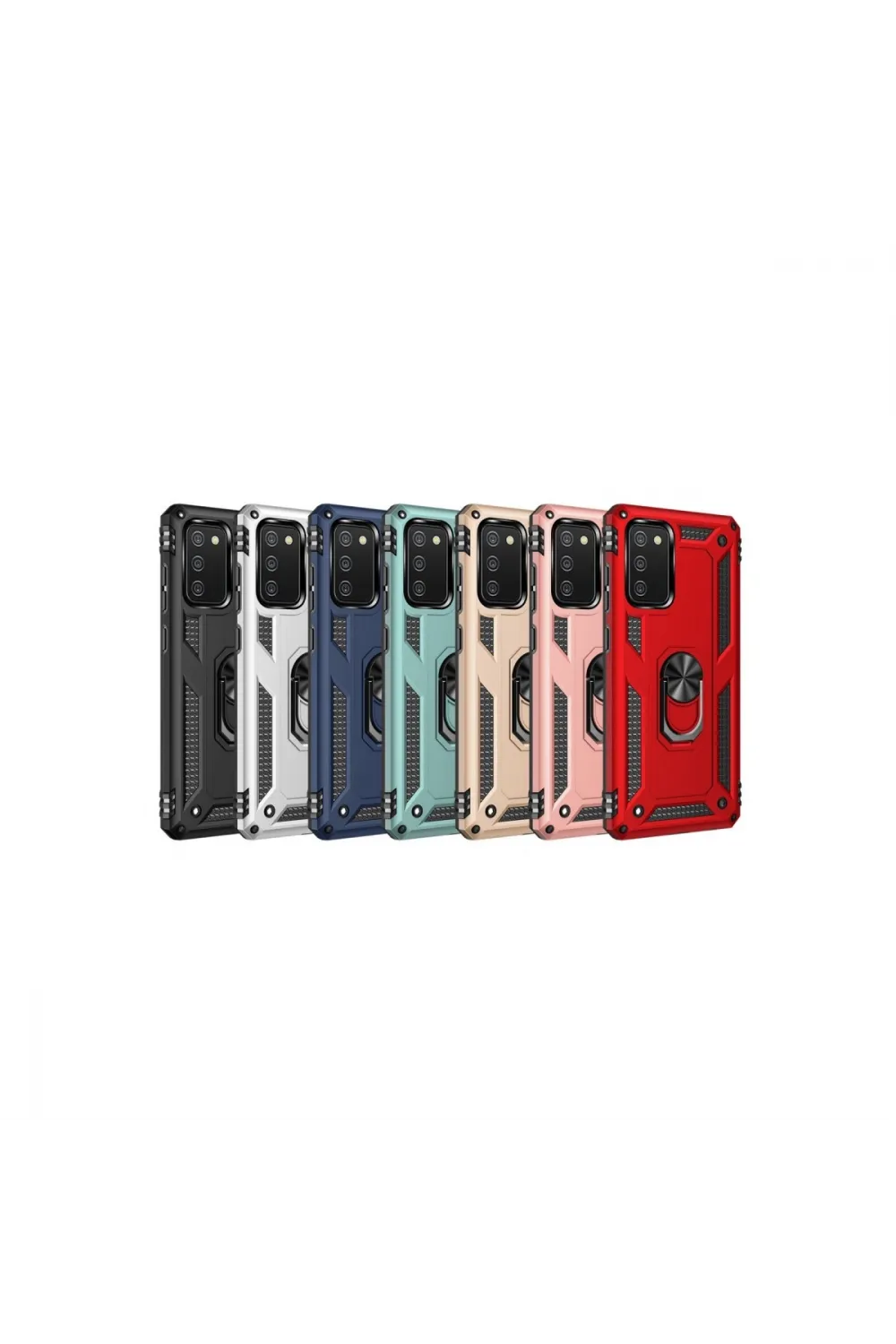 Samsung Galaxy A03s Kılıf Sofya Yüzüklü Silikon Kapak - Rose