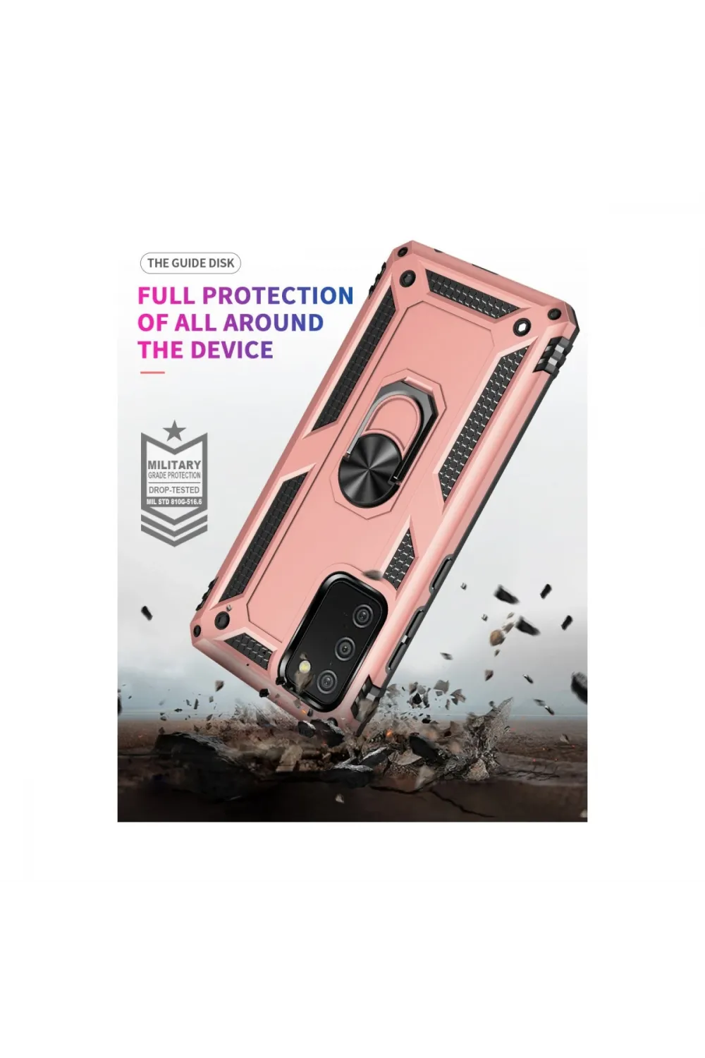 Samsung Galaxy A03s Kılıf Sofya Yüzüklü Silikon Kapak - Rose