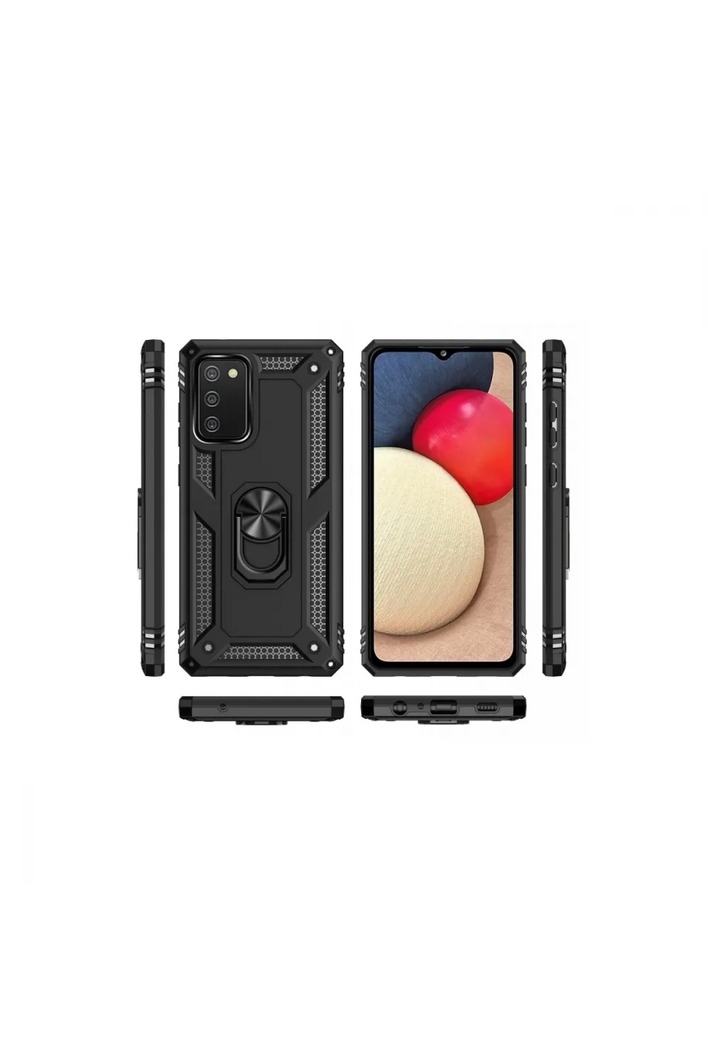 Samsung Galaxy A03s Kılıf Sofya Yüzüklü Silikon Kapak - Siyah