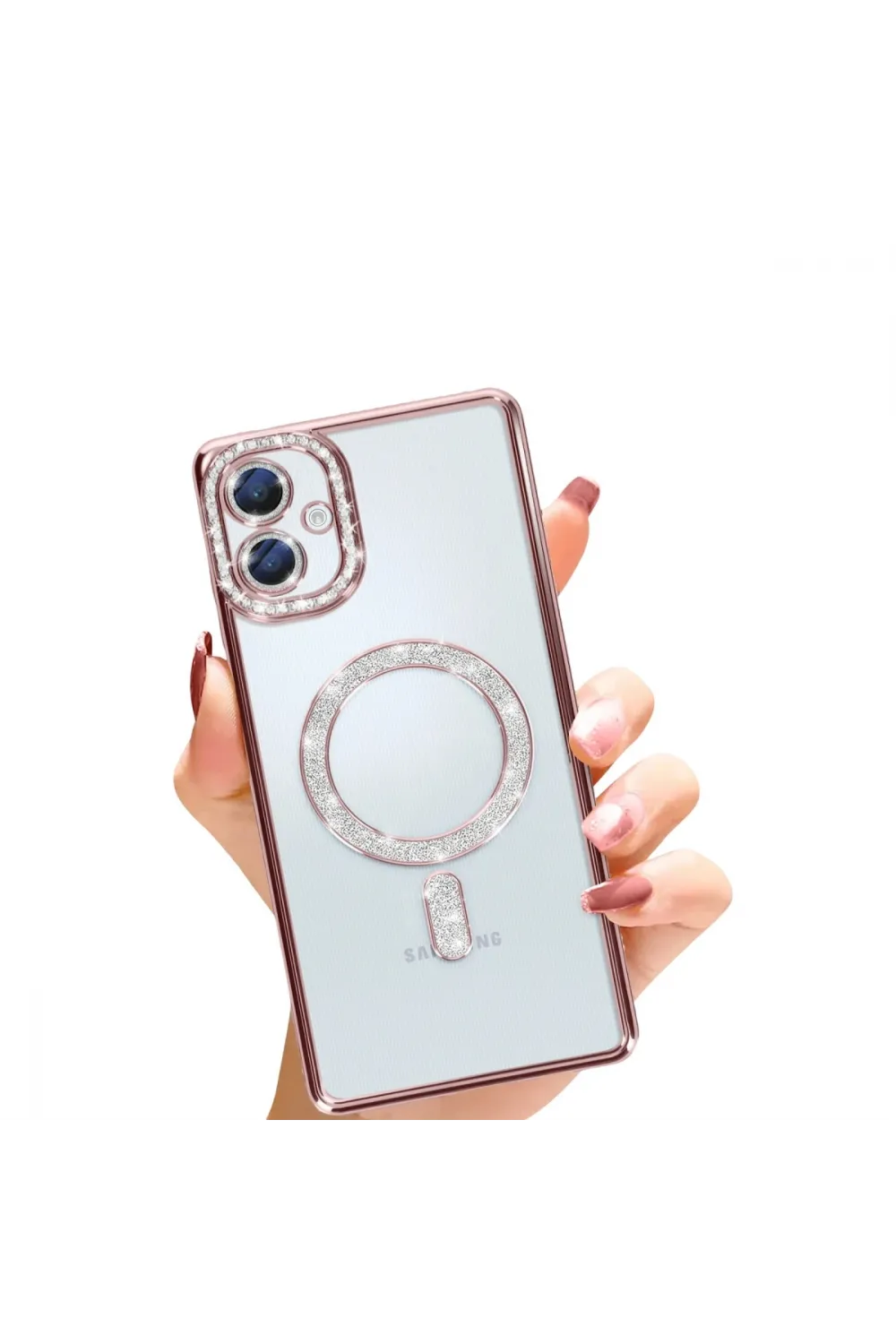 Samsung Galaxy A06 Joke Simli Magneticsafe Kılıf - Pembe