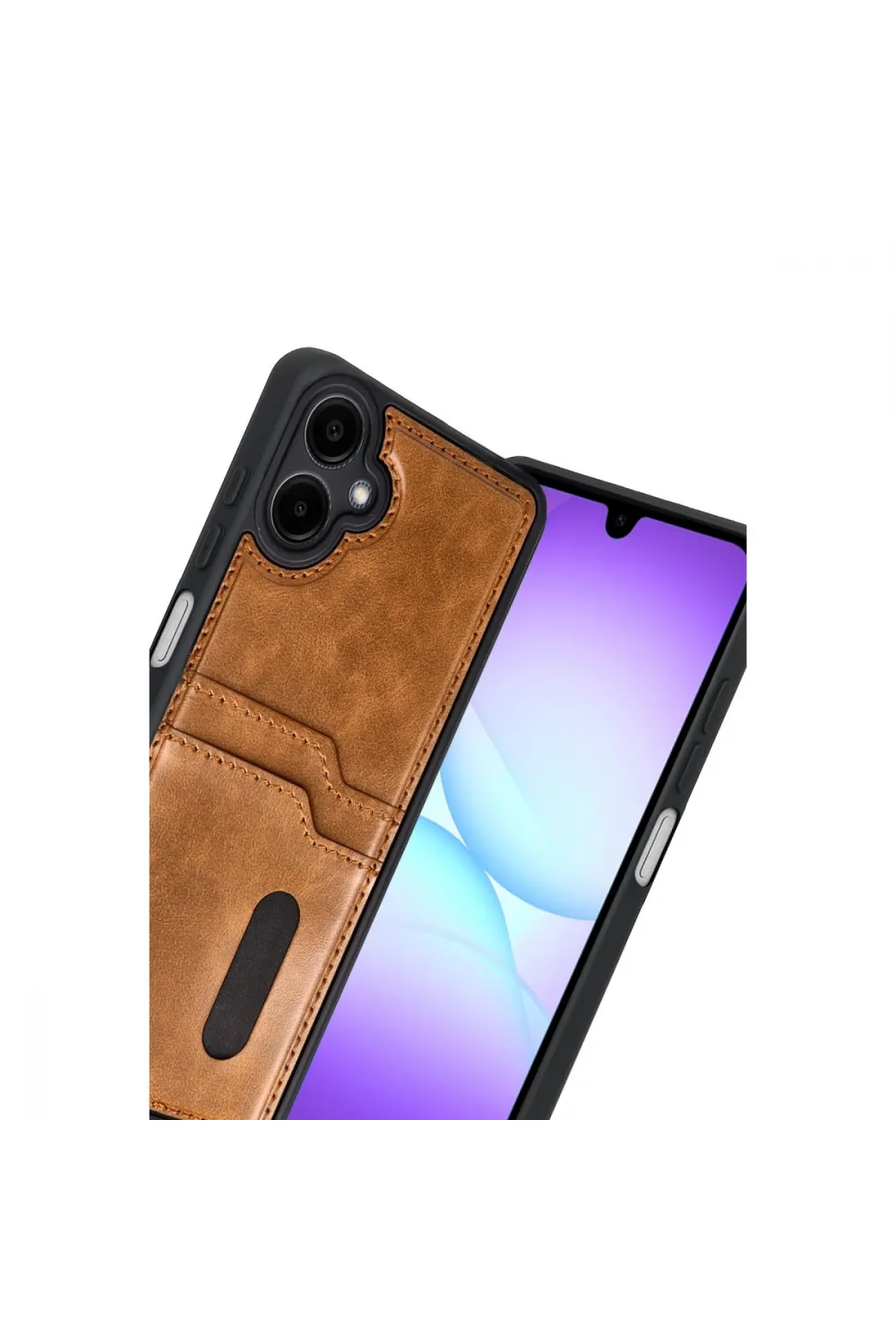 Samsung Galaxy A07 4g Sara Kartvizitli Deri Kılıf - Taba