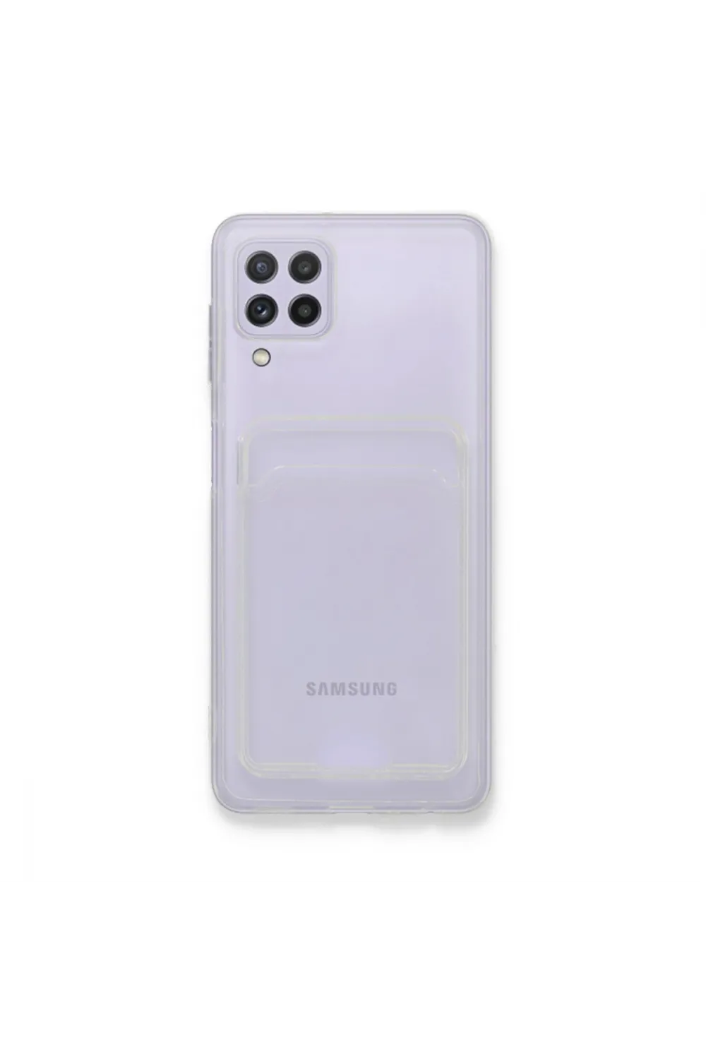 Samsung Galaxy A22 Kılıf Kart Şeffaf Silikon - Şeffaf