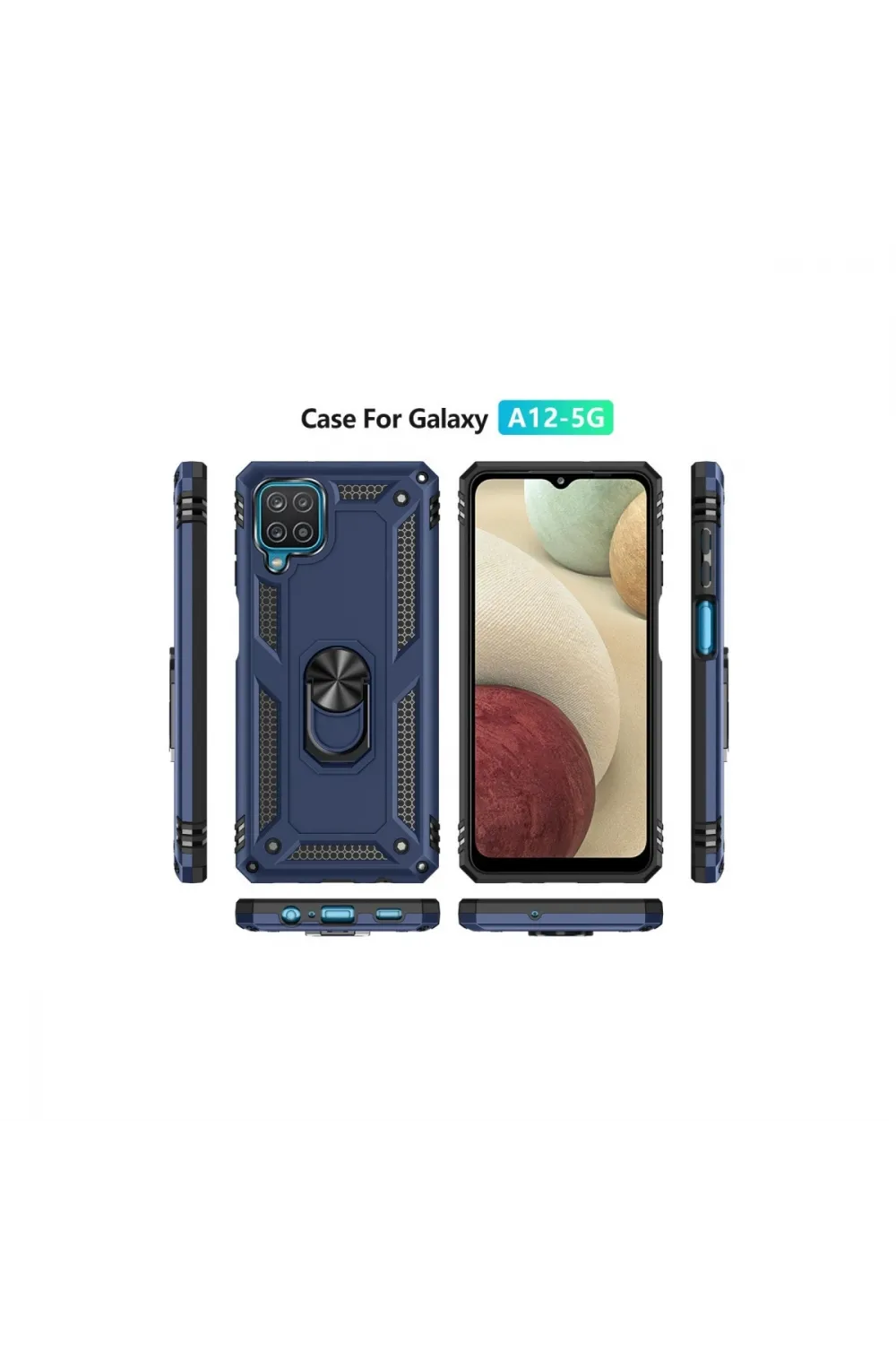 Samsung Galaxy A22 Kılıf Sofya Yüzüklü Silikon Kapak - Lacivert