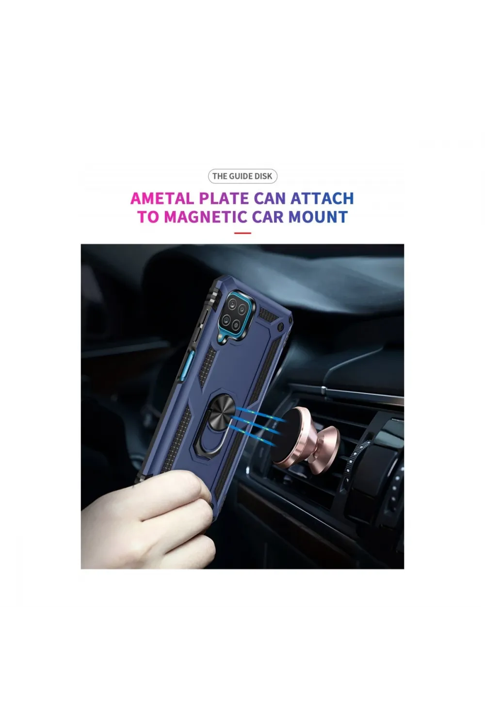 Samsung Galaxy A22 Kılıf Sofya Yüzüklü Silikon Kapak - Lacivert