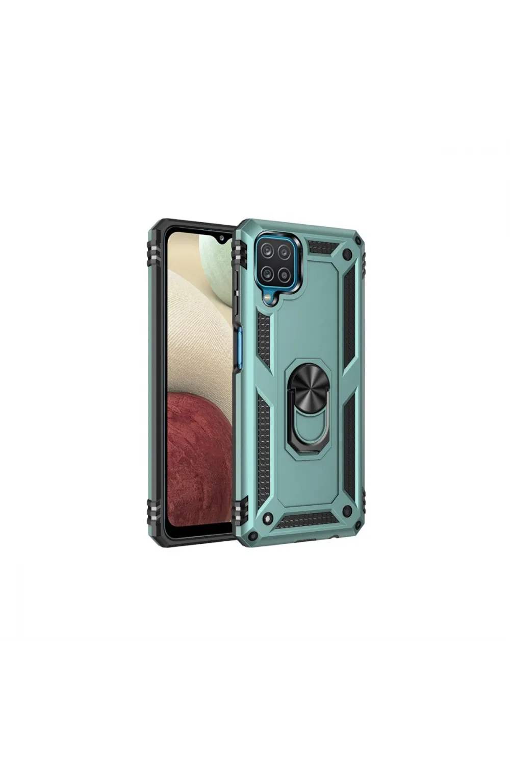 Samsung Galaxy A22 Kılıf Sofya Yüzüklü Silikon Kapak - Yeşil