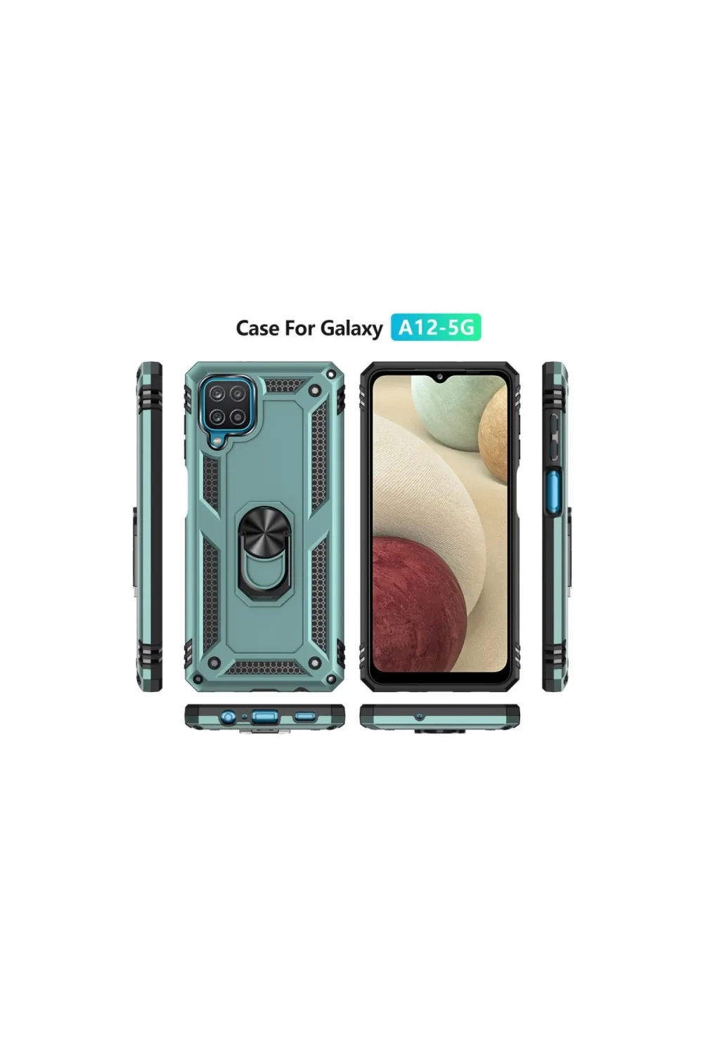 Samsung Galaxy A22 Kılıf Sofya Yüzüklü Silikon Kapak - Yeşil