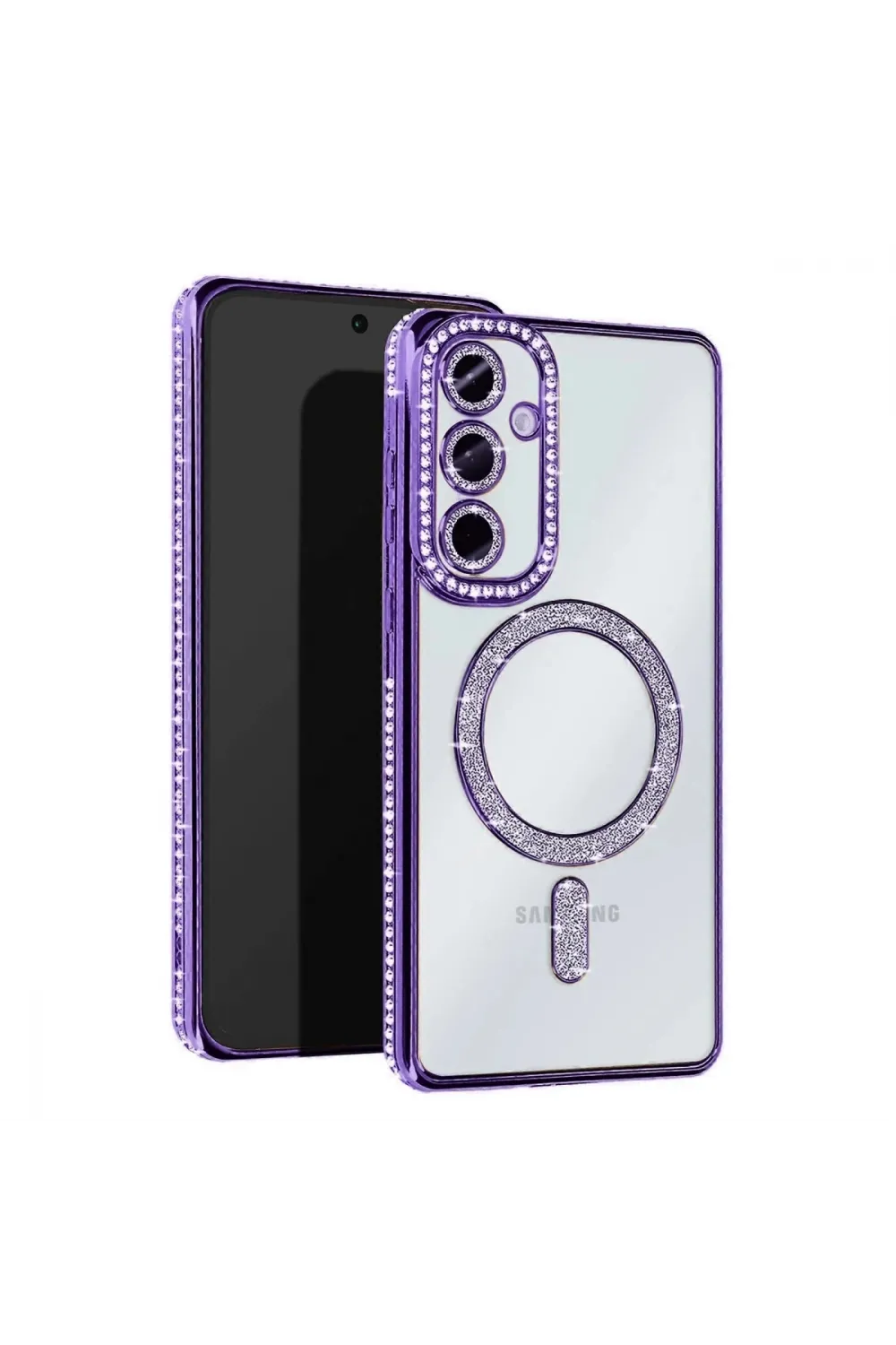 Samsung Galaxy A25 5g Joke Simli Magneticsafe Kılıf - Derin Mor