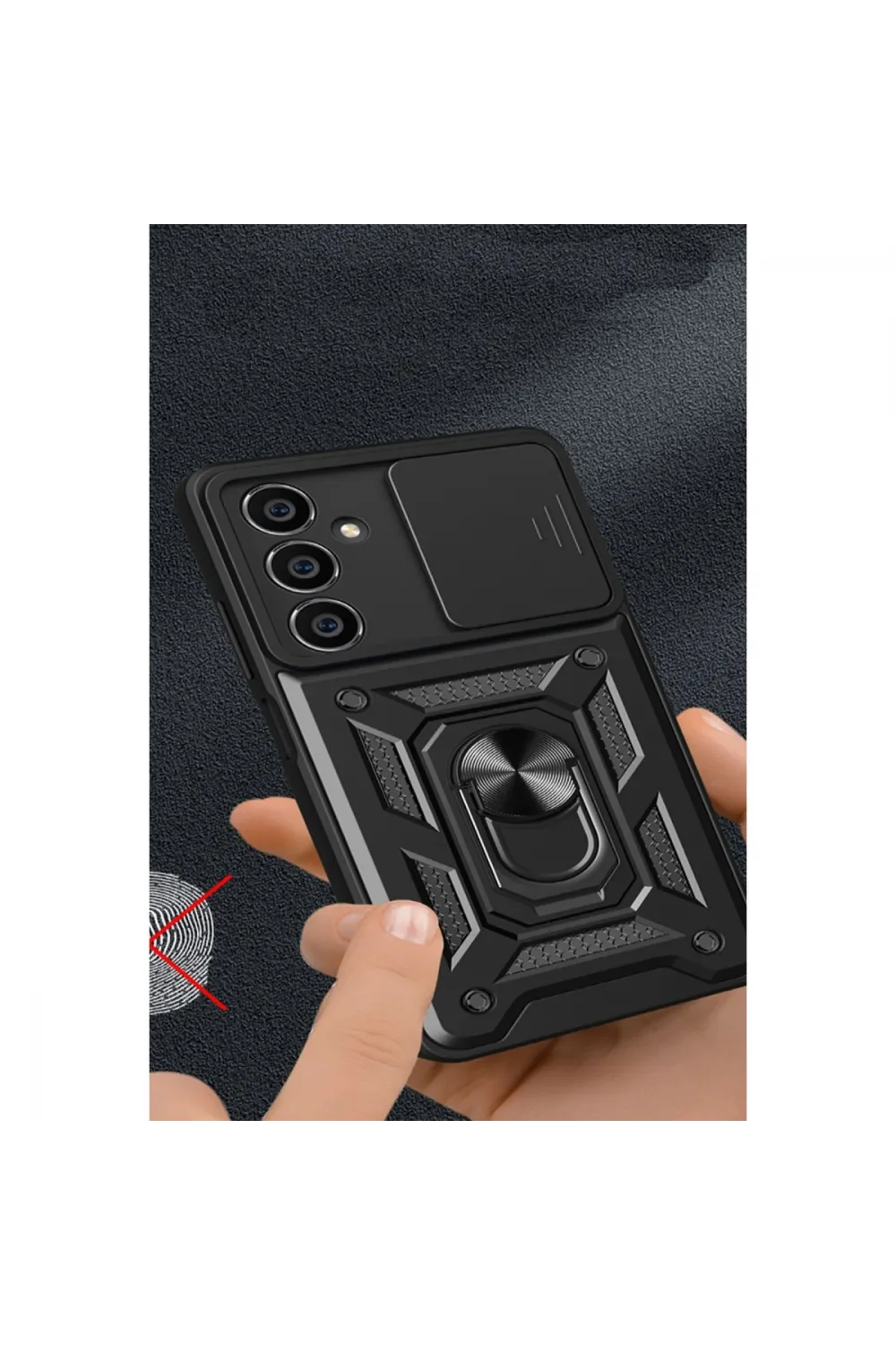 Samsung Galaxy A25 5g Kılıf Pars Lens Yüzüklü Silikon - Siyah