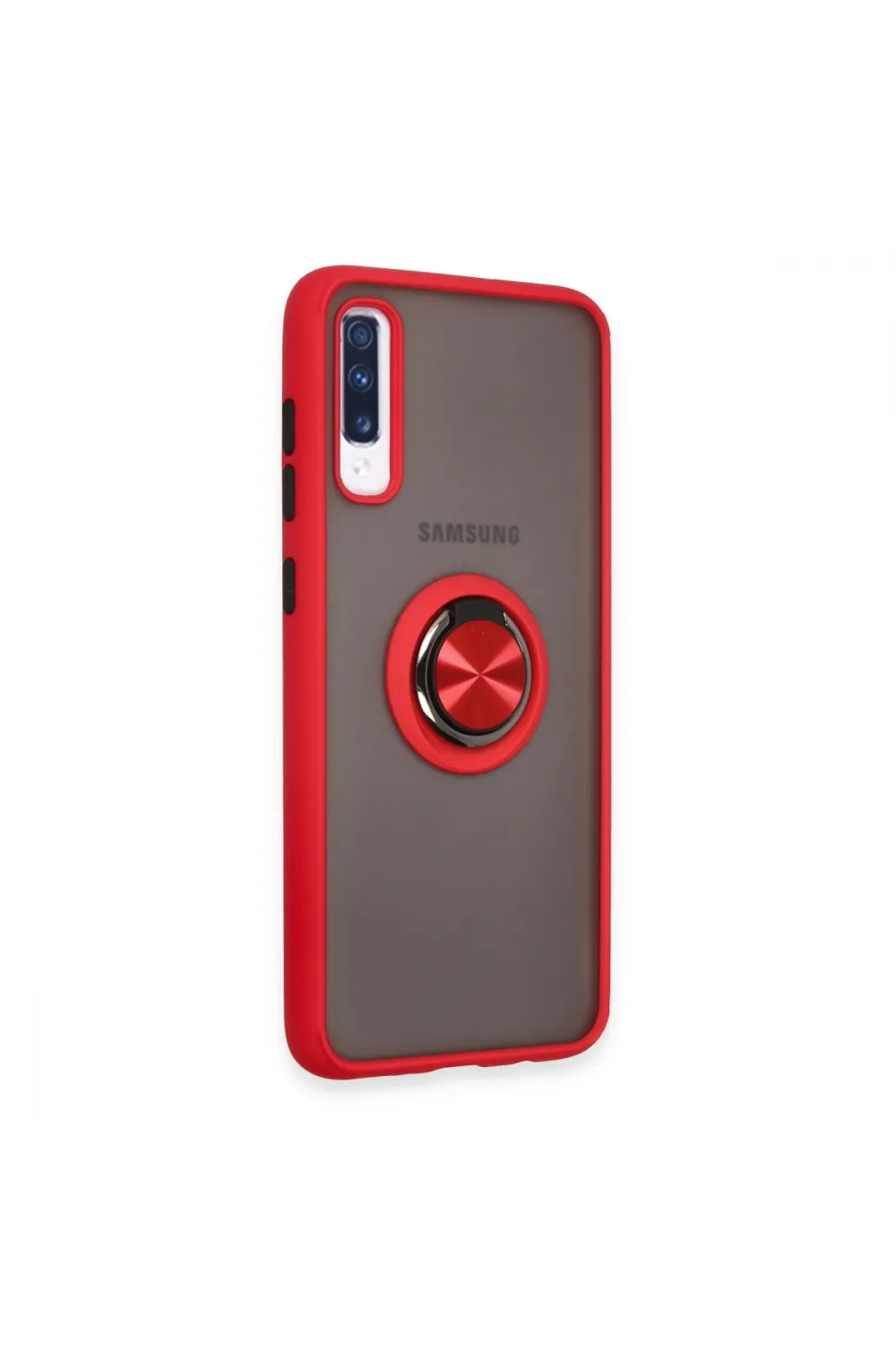 Samsung Galaxy A70 Kılıf Montreal Yüzüklü Silikon Kapak - Kırmızı