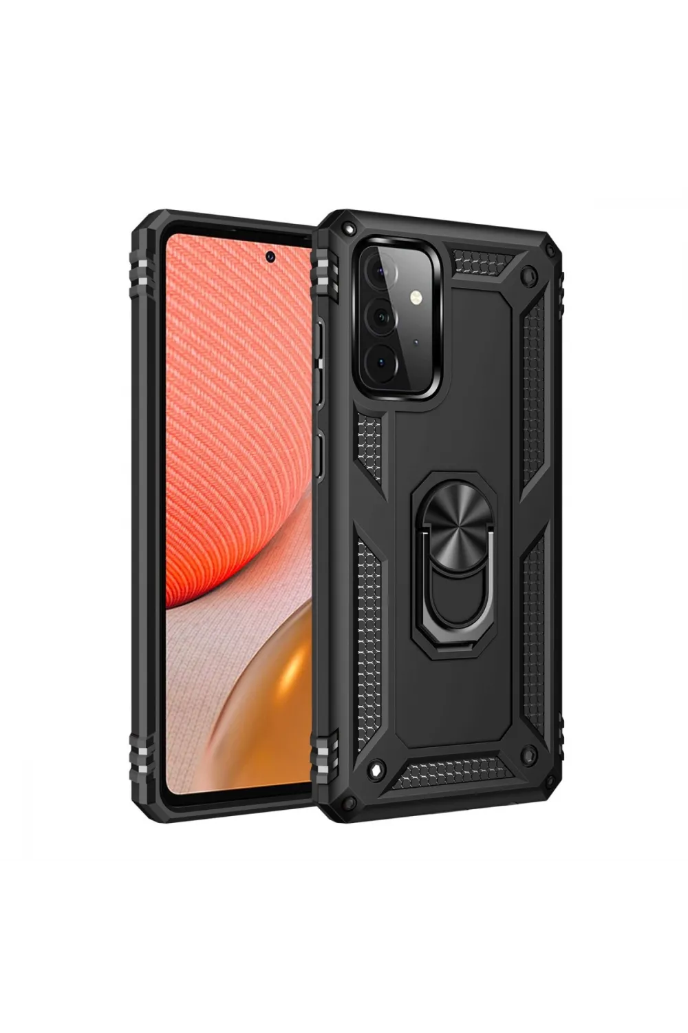 Samsung Galaxy A72 Kılıf Sofya Yüzüklü Silikon Kapak - Siyah