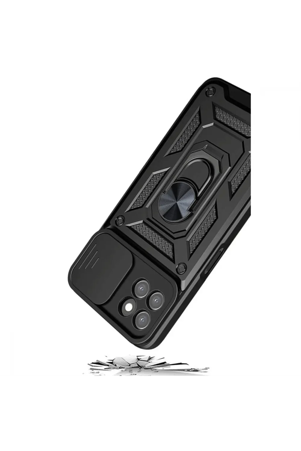 Samsung Galaxy M15 Kılıf Pars Lens Yüzüklü Silikon - Siyah