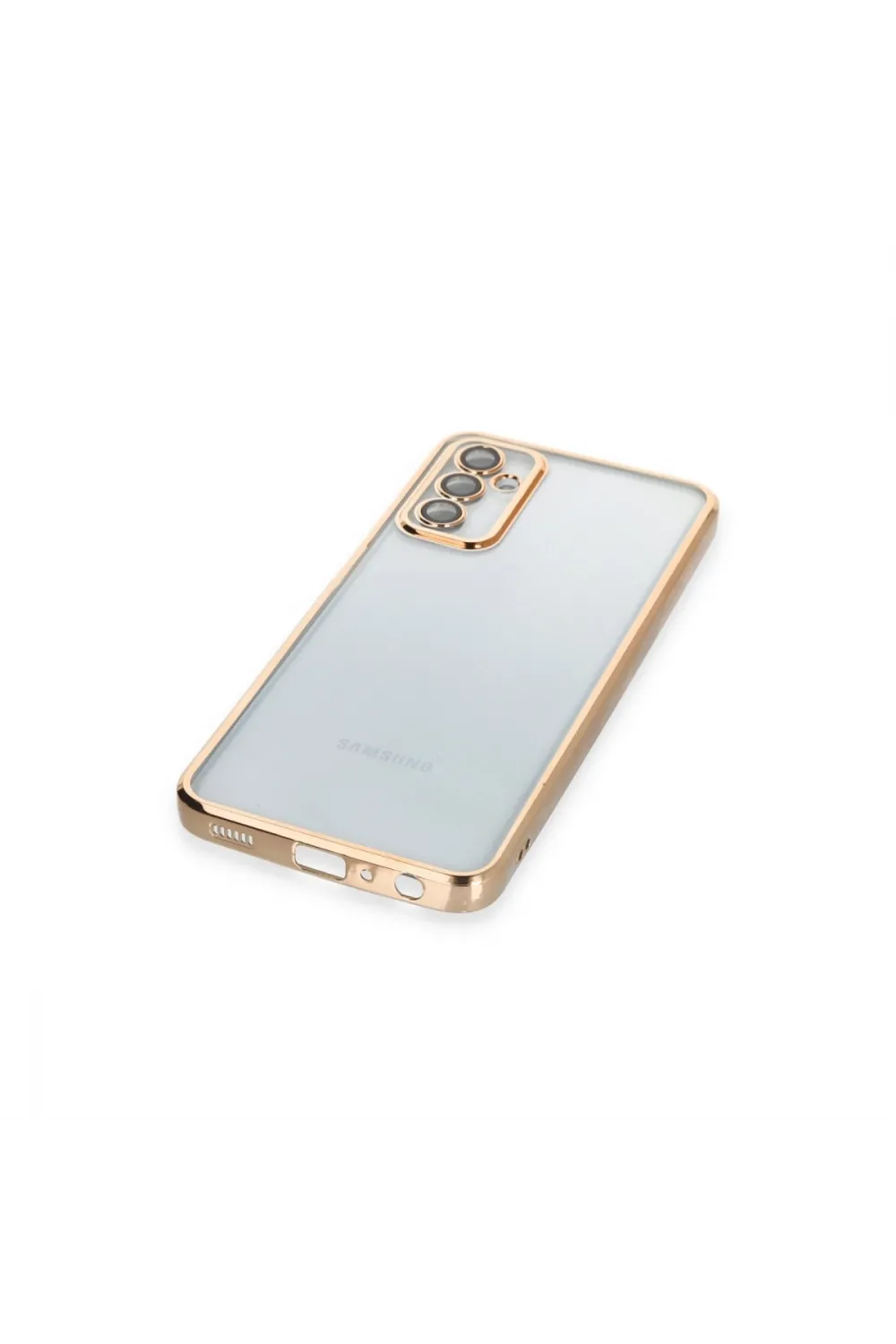 Samsung Galaxy M23 Kılıf Razer Lensli Silikon - Gold