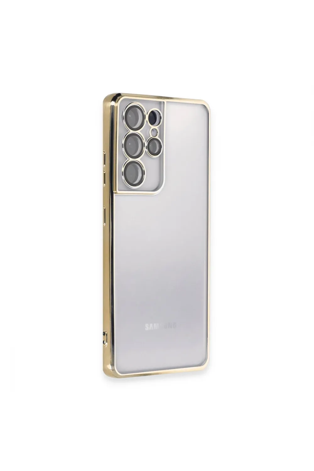 Samsung Galaxy S21 Ultra Kılıf Razer Lensli Silikon - Gold