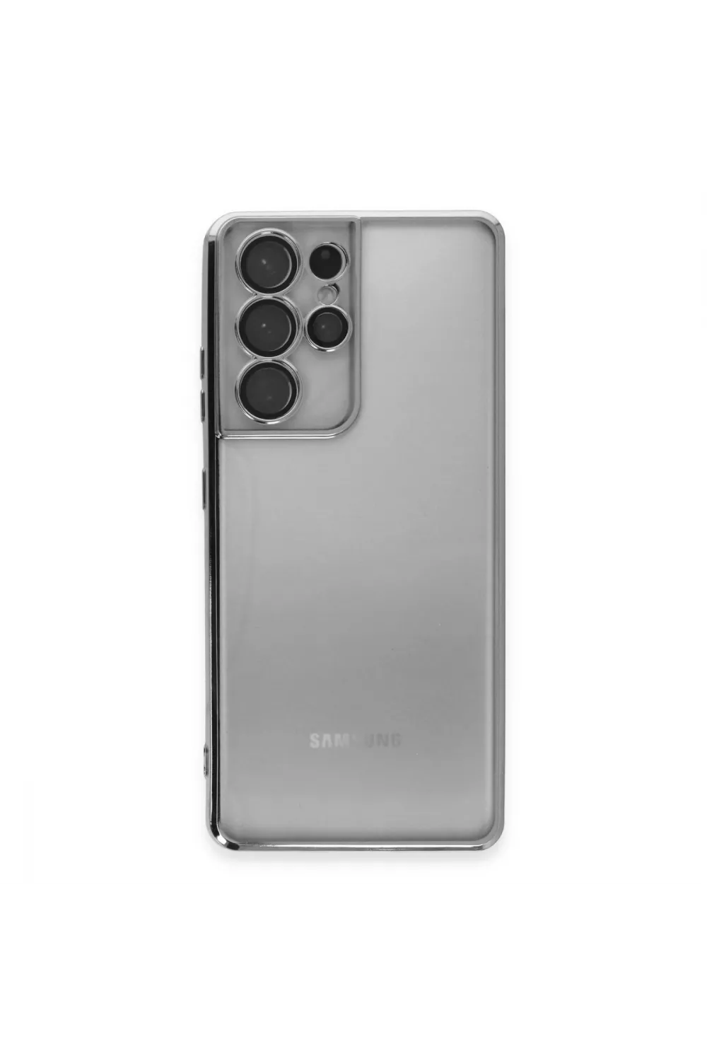 Samsung Galaxy S21 Ultra Kılıf Razer Lensli Silikon - Gümüş