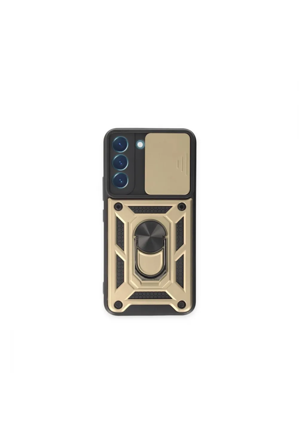 Samsung Galaxy S23 Fe Kılıf Pars Lens Yüzüklü Silikon - Gold