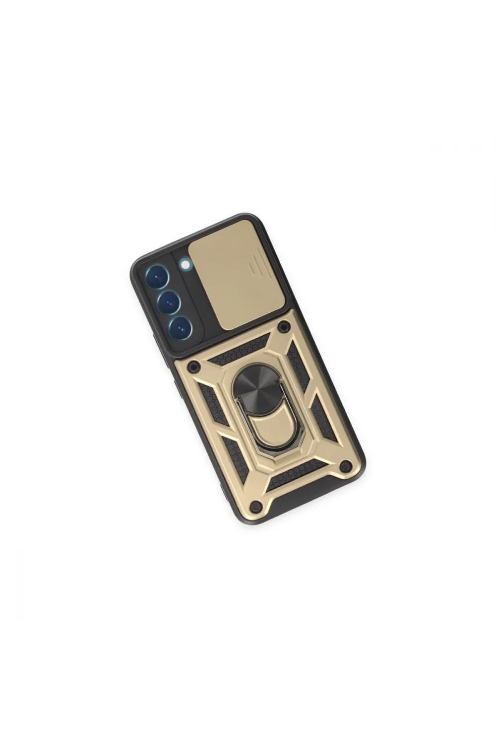 Samsung Galaxy S23 Fe Kılıf Pars Lens Yüzüklü Silikon - Gold