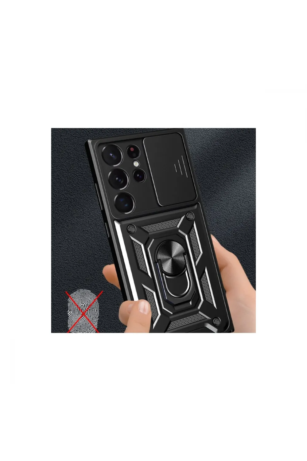 Samsung Galaxy S23 Ultra Kılıf Pars Lens Yüzüklü Silikon - Kırmızı