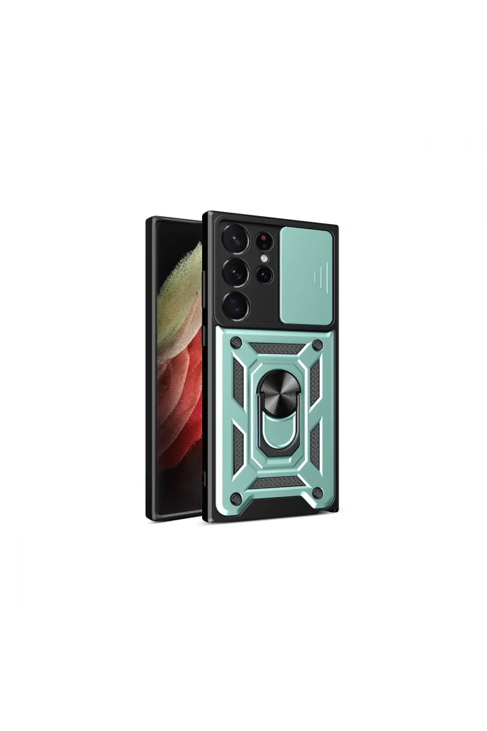 Samsung Galaxy S23 Ultra Kılıf Pars Lens Yüzüklü Silikon - Yeşil
