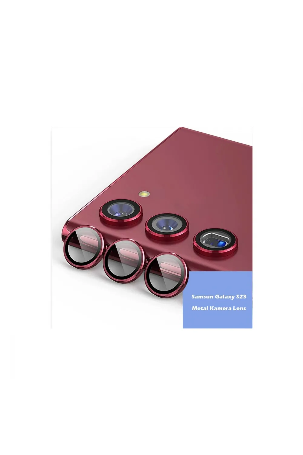 Samsung Galaxy S23 Ultra Metal Kamera Lens - Kırmızı