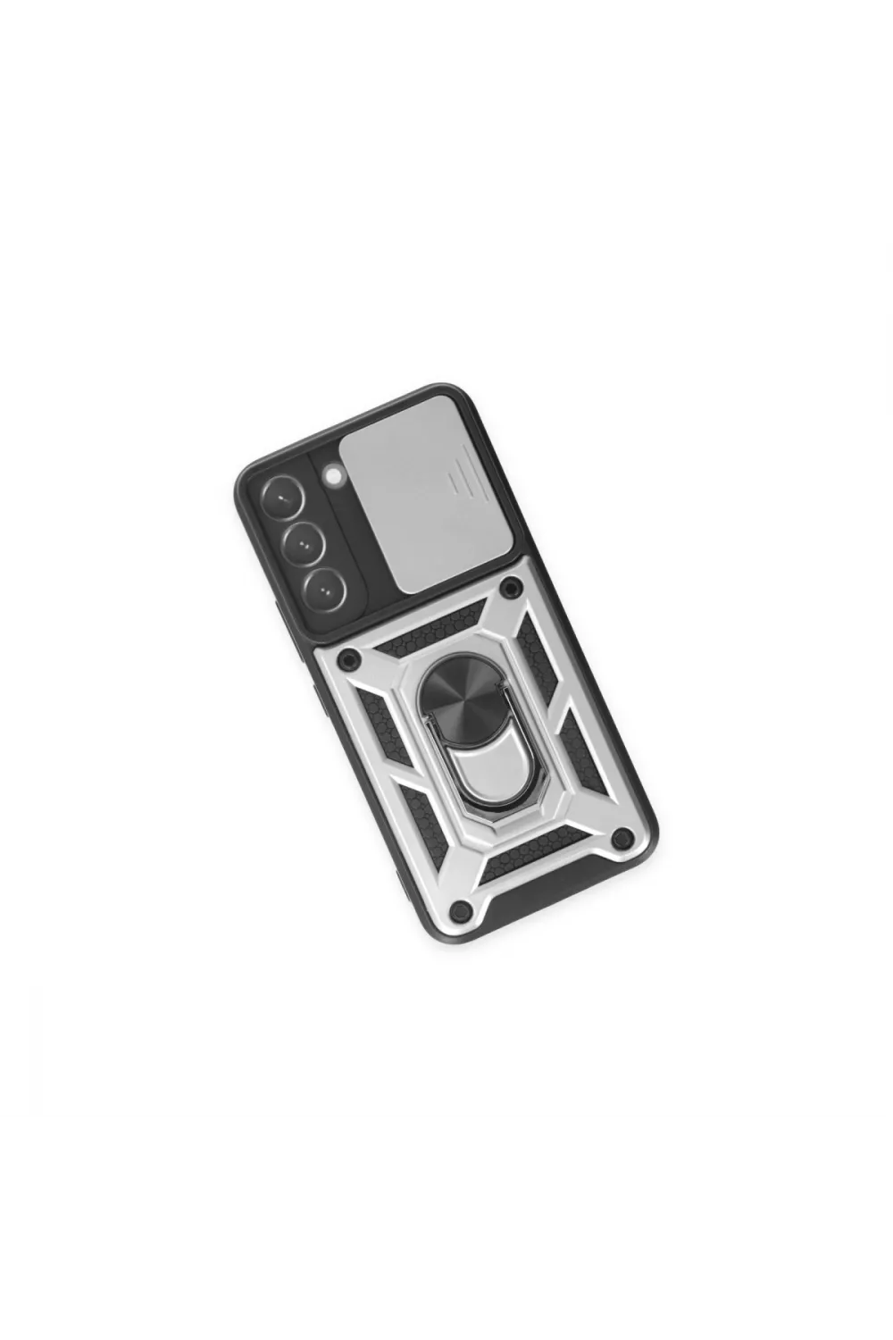 Samsung Galaxy S24 Kılıf Pars Lens Yüzüklü Silikon - Gümüş