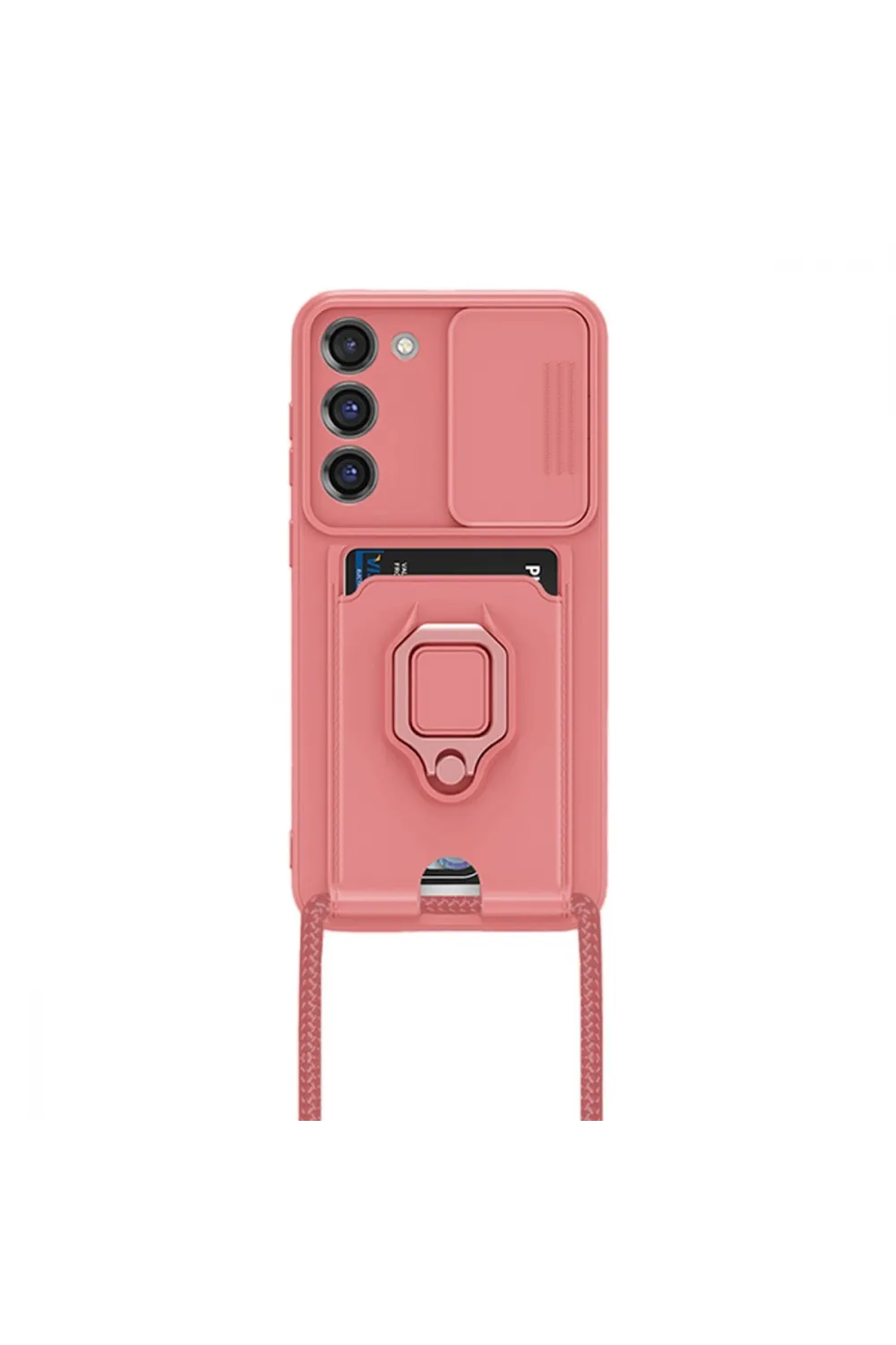 Samsung Galaxy S24 Plus Kılıf Zuma Kartvizitli Yüzüklü Silikon - Pembe