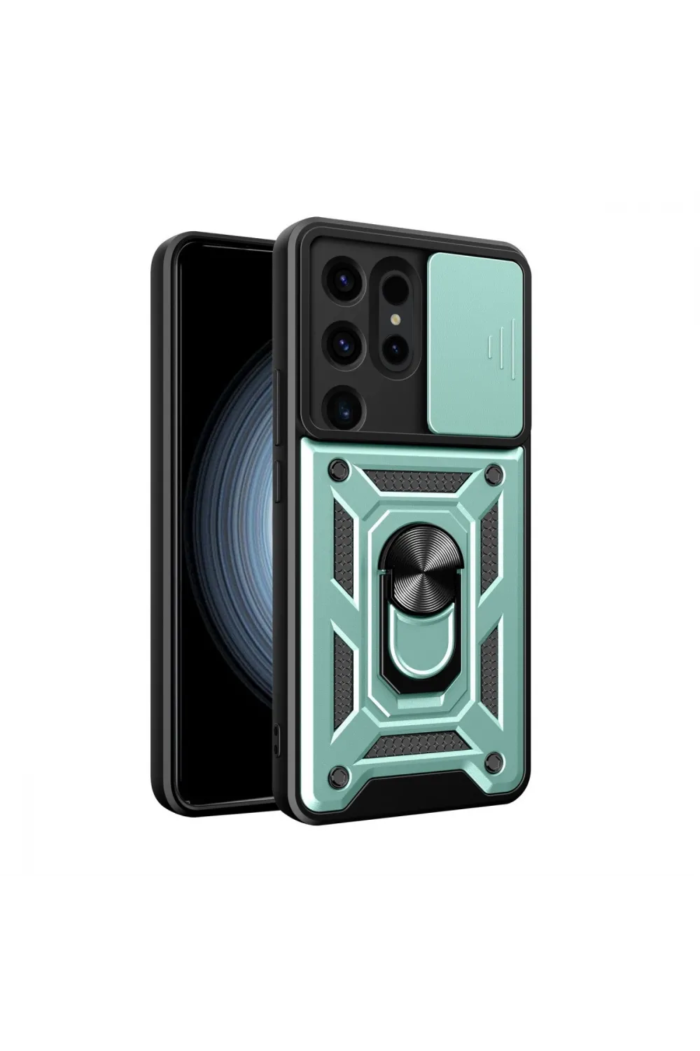 Samsung Galaxy S24 Ultra Kılıf Pars Lens Yüzüklü Silikon - Yeşil