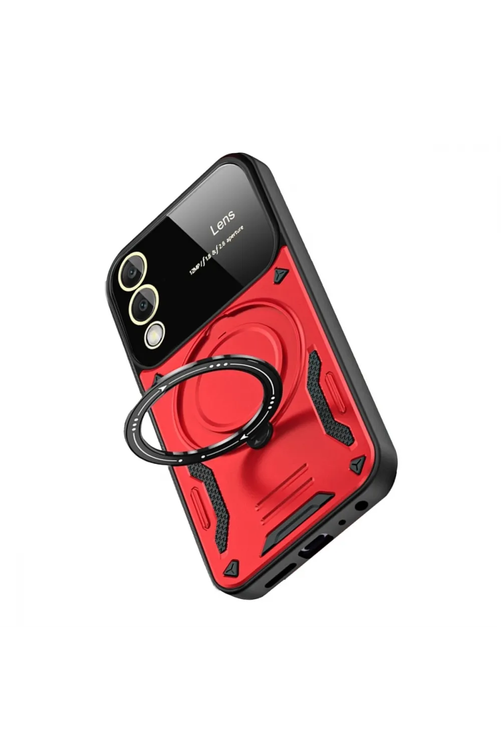 Samsung Galaxy S25 Edge Kılıf Joy Lens Standlı Kapak - Kırmızı