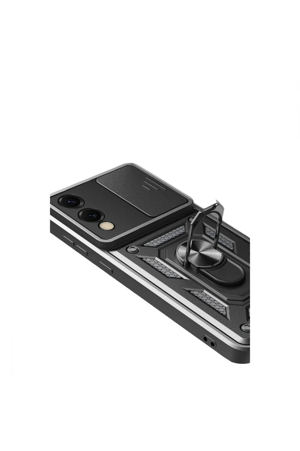 Samsung Galaxy S25 Edge Pars Lens Yüzüklü Silikon - Siyah