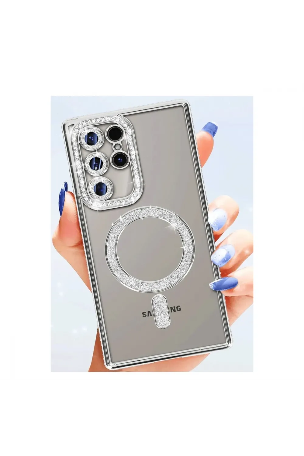 Samsung Galaxy S25 Ultra Kılıf Joke Simli Magneticsafe Kılıf - Derin Mor