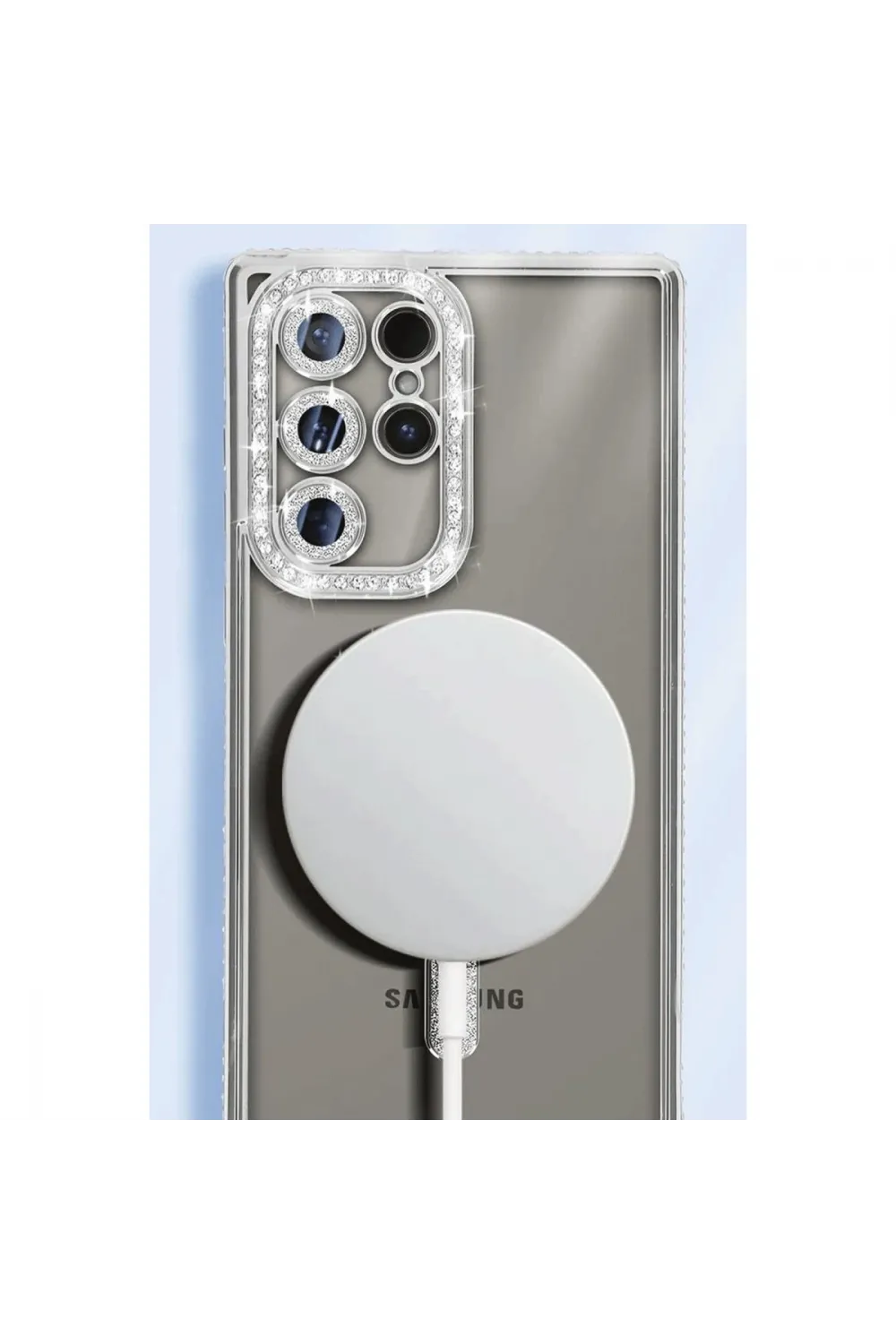 Samsung Galaxy S25 Ultra Kılıf Joke Simli Magneticsafe Kılıf - Mavi