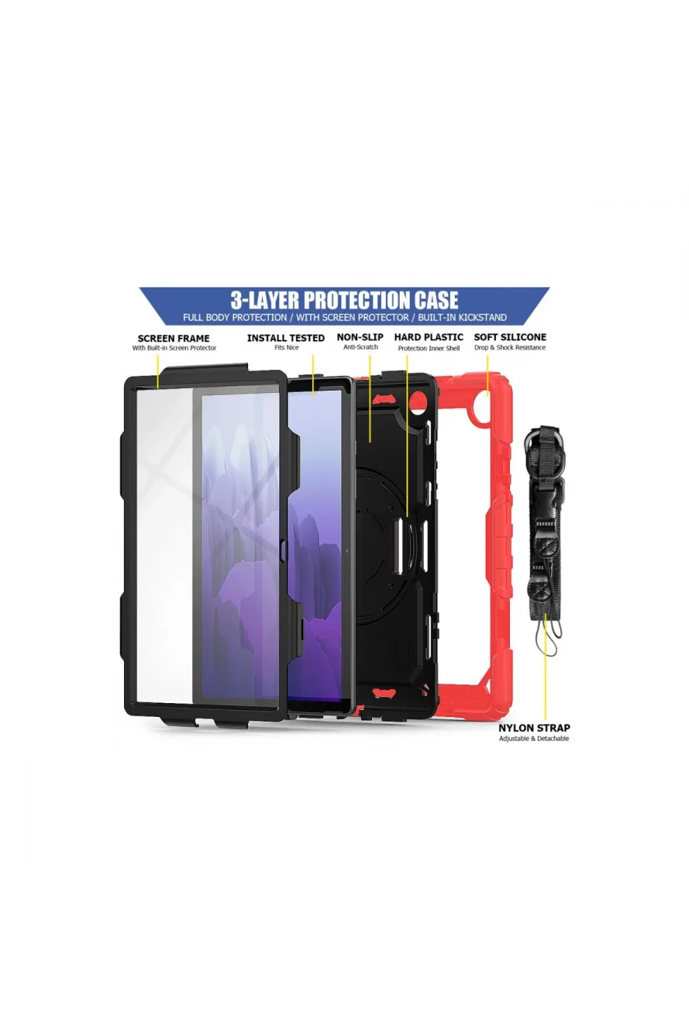 Samsung Galaxy T500 Tab A7 10.4 Kılıf Pars Tablet Kapak - Kırmızı