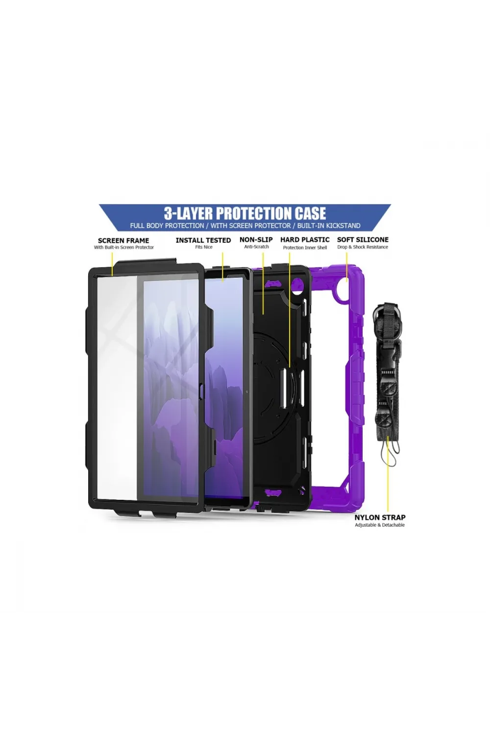 Samsung Galaxy T500 Tab A7 10.4 Kılıf Pars Tablet Kapak - Mor