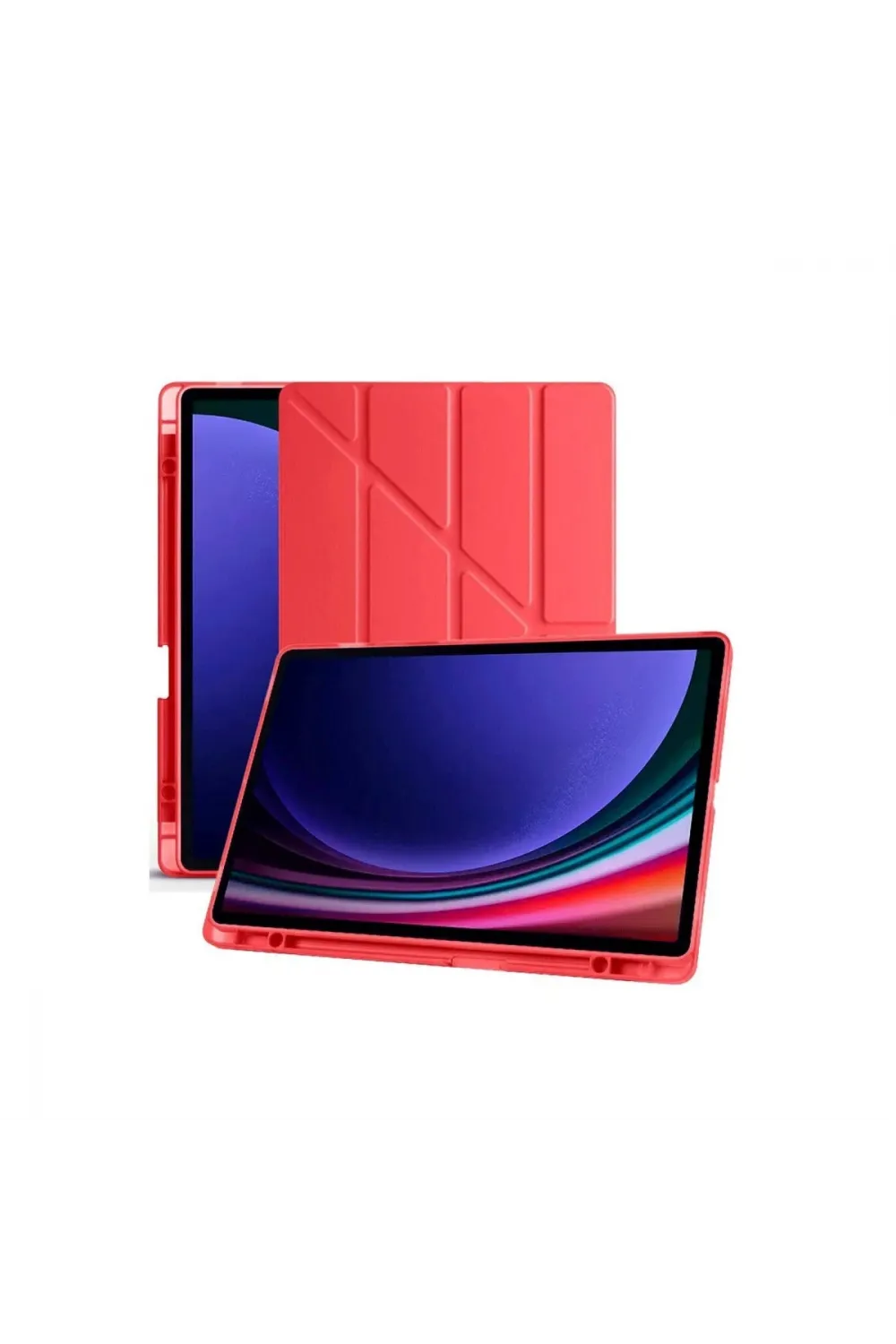 Samsung Galaxy X610 Tab S9 Fe Plus 12.4 Kılıf Kalemlikli Mars Tablet Kılıfı - Kırmızı