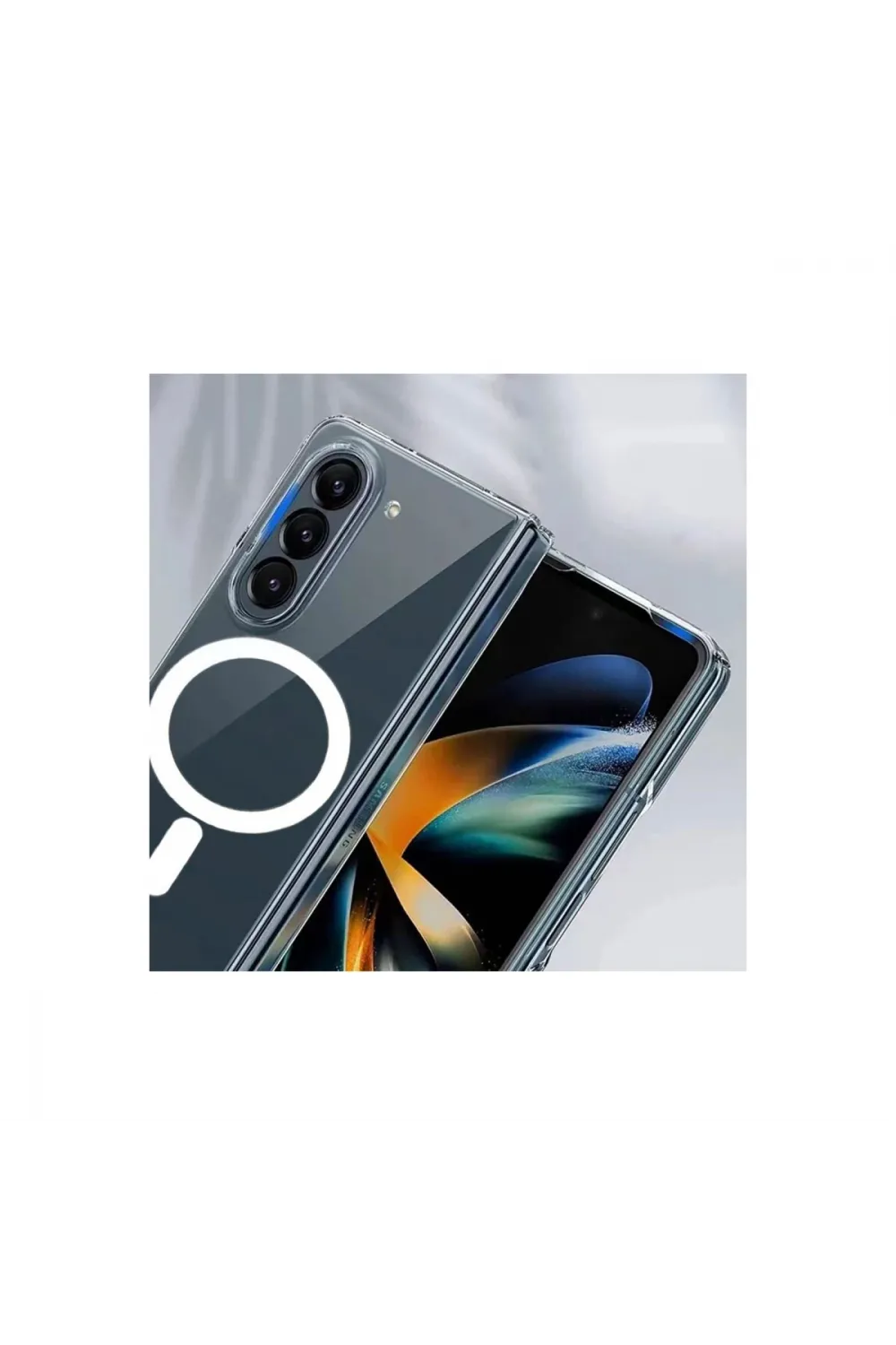 Samsung Galaxy Z Fold 5 Kılıf Magneticsafe Şeffaf Silikon - Şeffaf