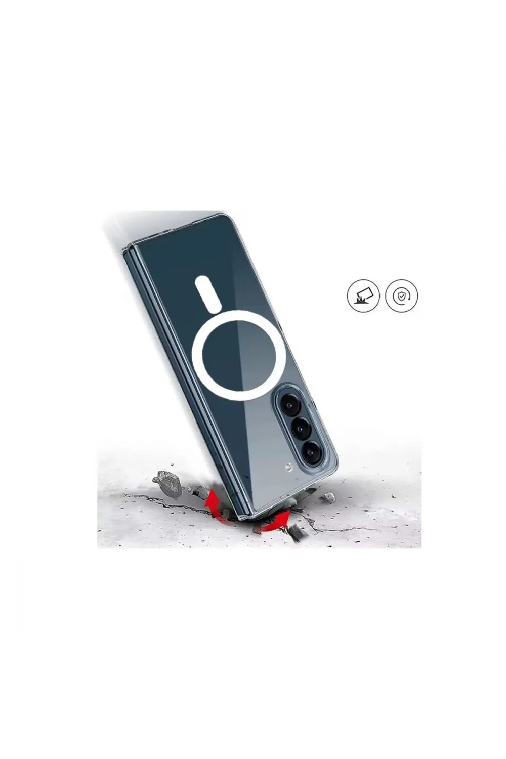 Samsung Galaxy Z Fold 5 Kılıf Magneticsafe Şeffaf Silikon - Şeffaf