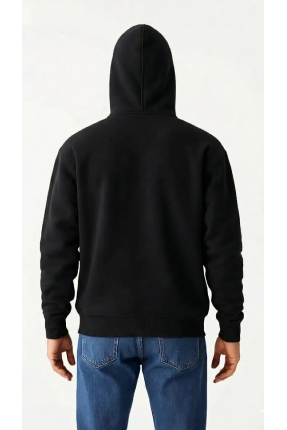 Samuray Ninja Çift Kapüşonlu ZIP Fermuarlı Kanguru Cepli Tam Fermuarlı Hoodie Sweatshirt - Siyah