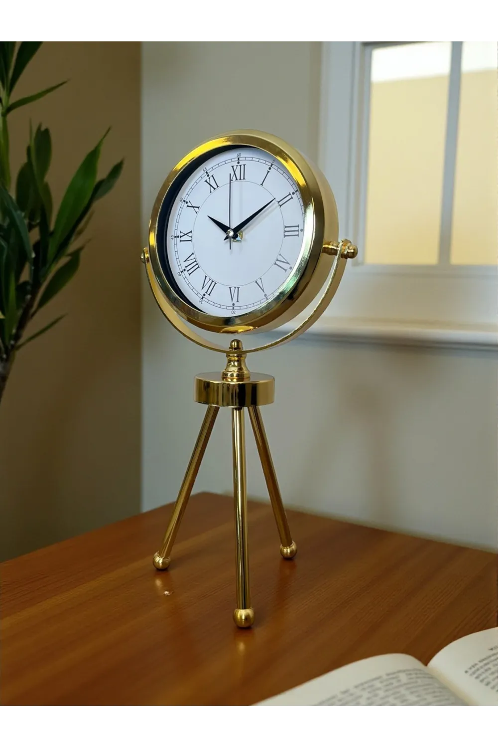 Saray Zarafeti Gold Tripod Üç Ayaklı Metal Masa Saati
