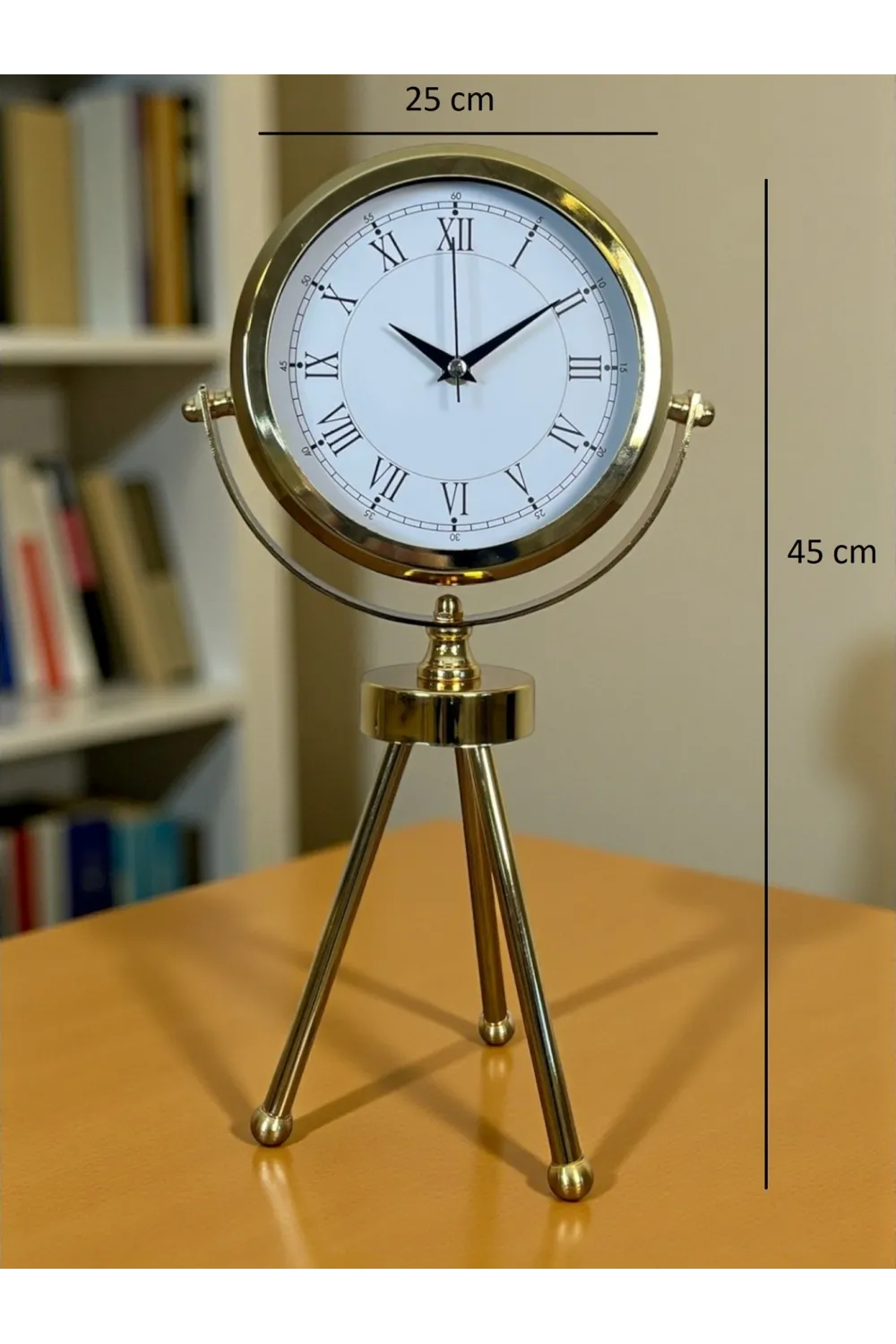 Saray Zarafeti Gold Tripod Üç Ayaklı Metal Masa Saati
