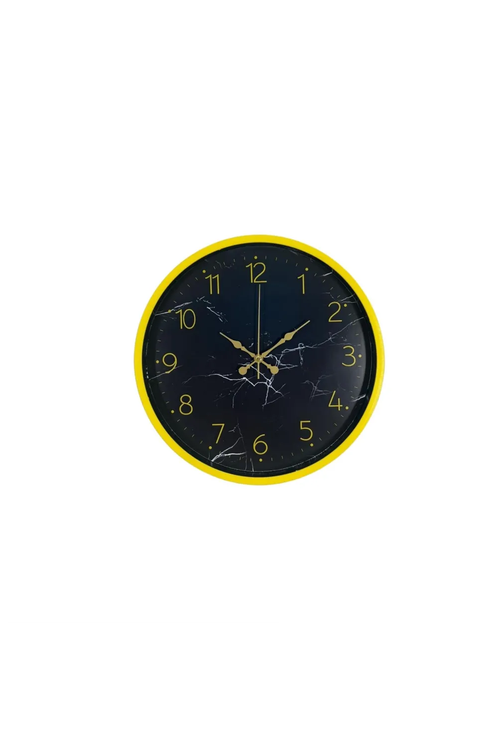 Sarı 36 Cm Mermer Desenli Duvar Saati