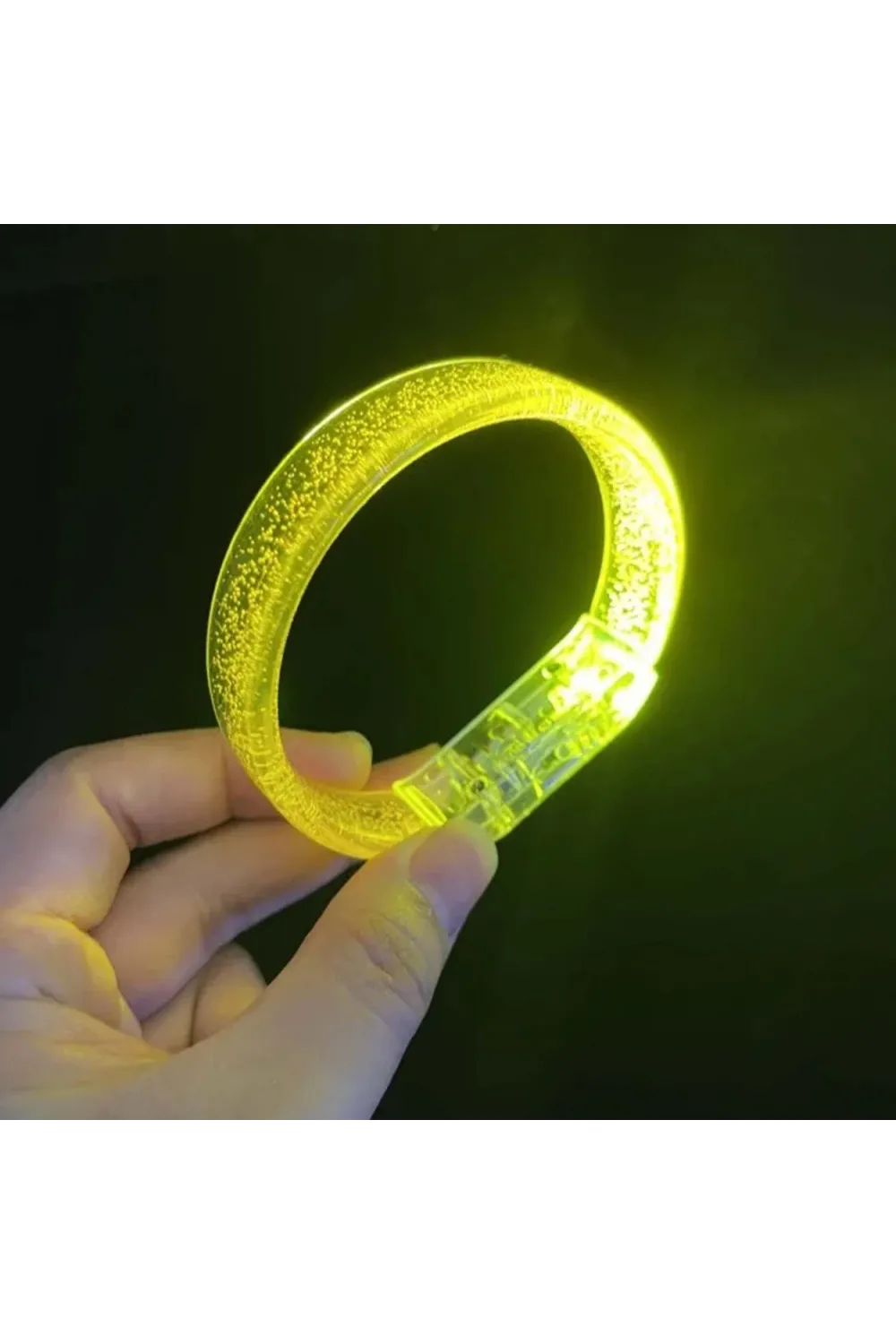Sarı Led Işıklı Baskı Yapılabilen Pilli Bileklik Bilezik 1,5 cm Genişlik