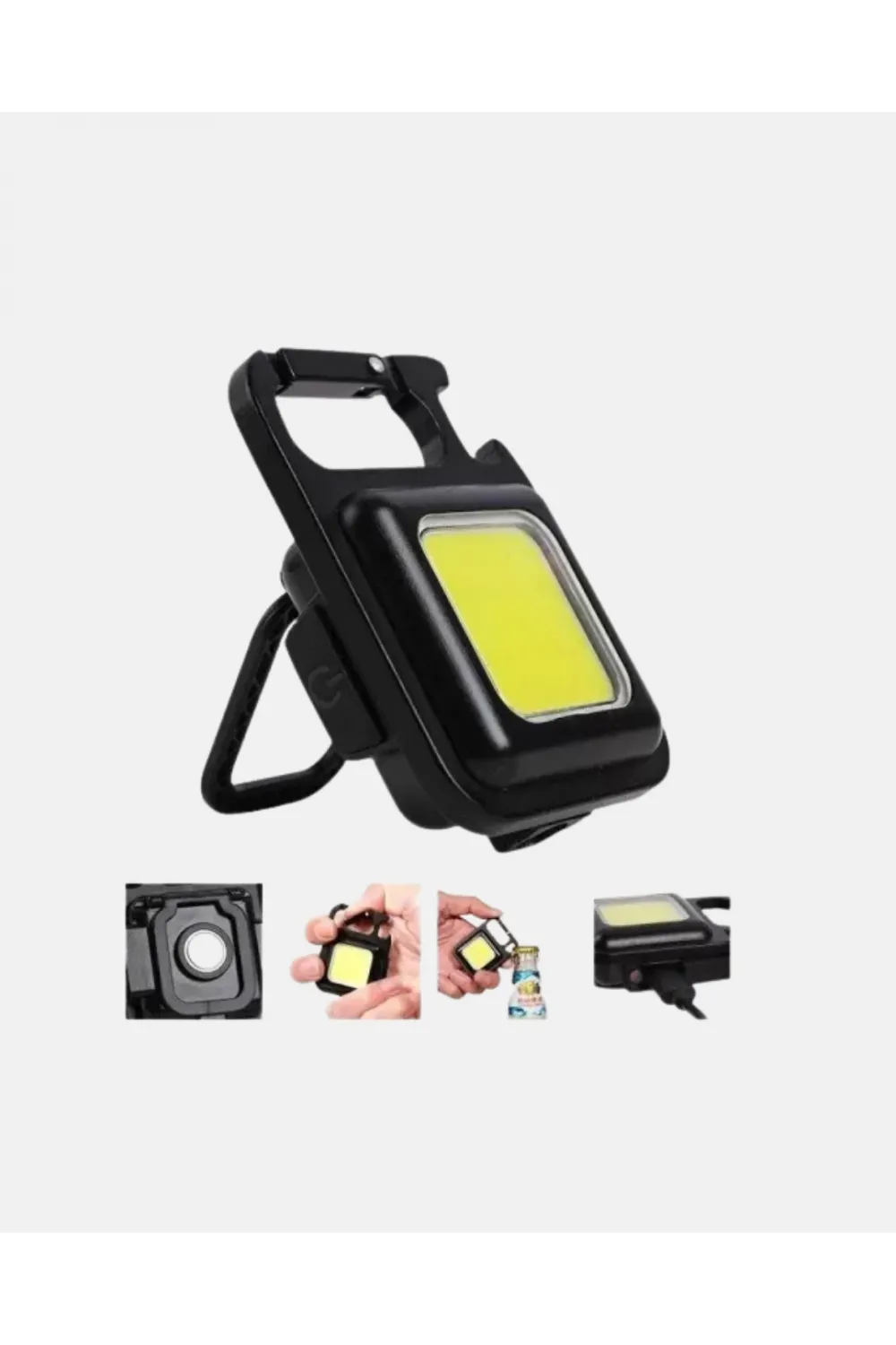 Şarjlı Cob Led Anahtarlık Fener – 4 Modlu, Manyetik Ve Katlanabilir Standlı